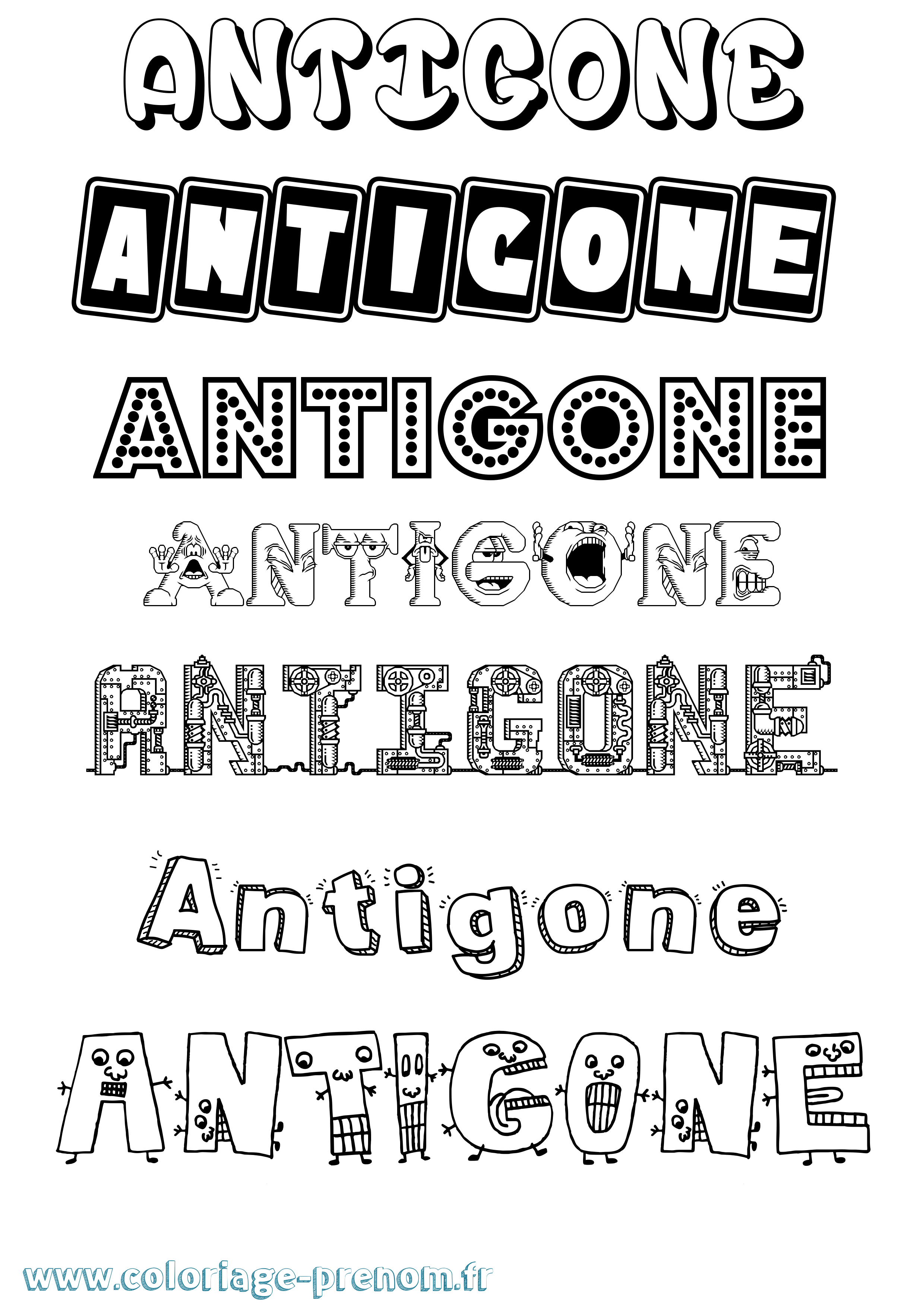 Coloriage prénom Antigone Fun