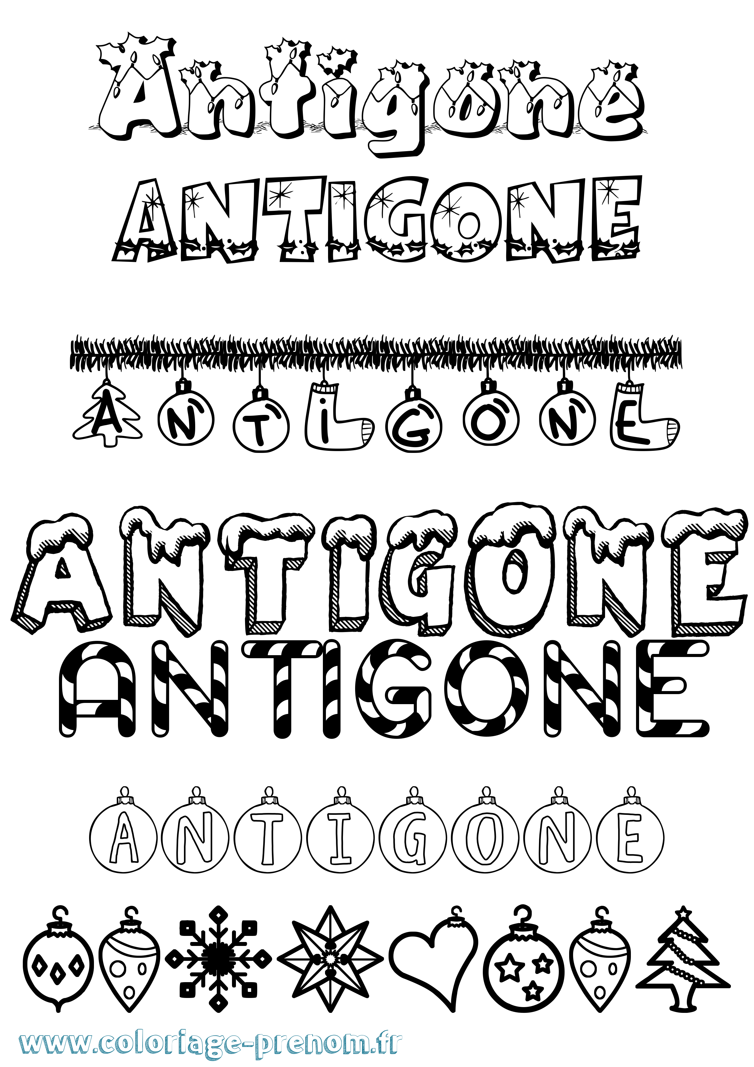 Coloriage prénom Antigone Noël
