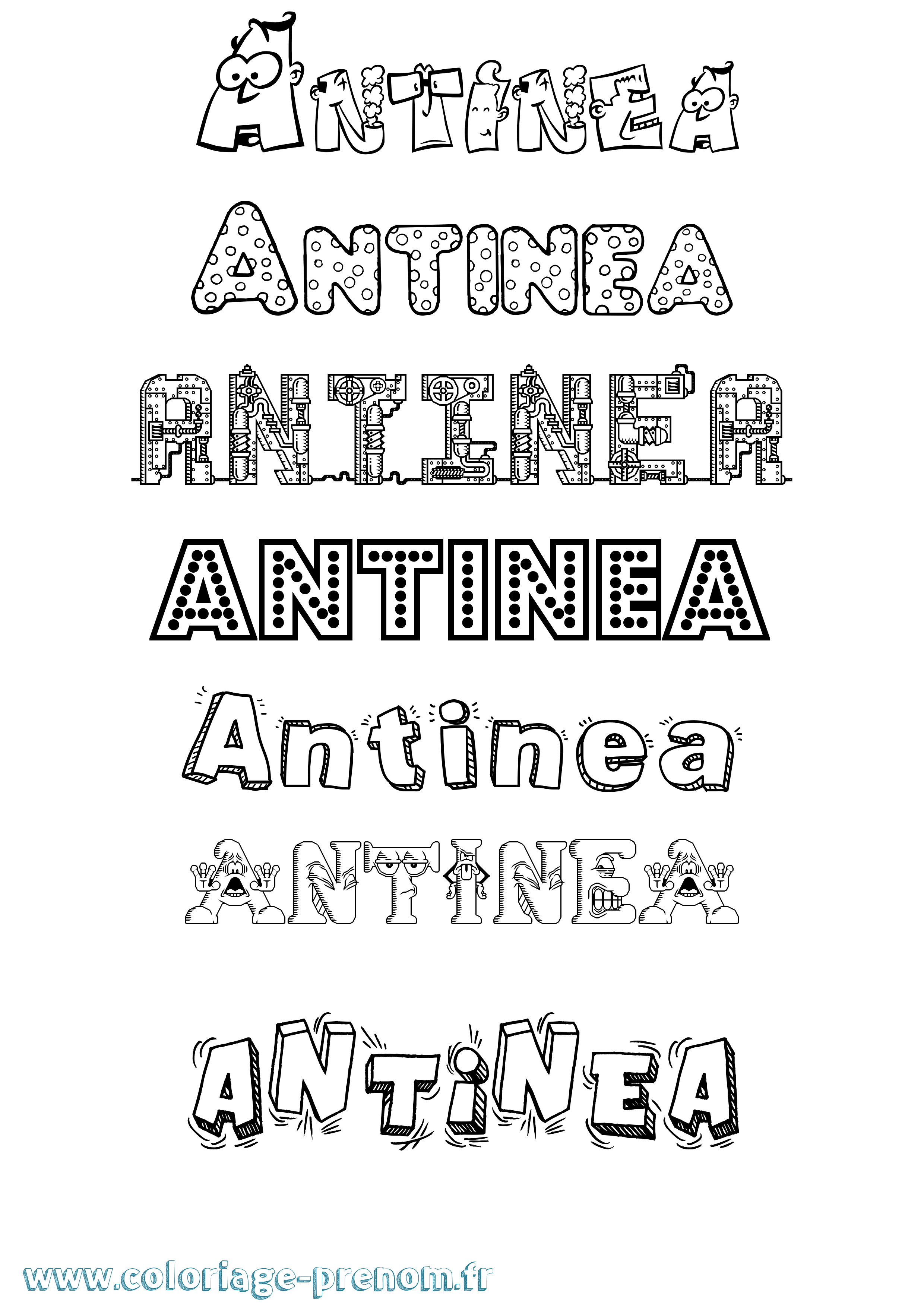 Coloriage prénom Antinea Fun