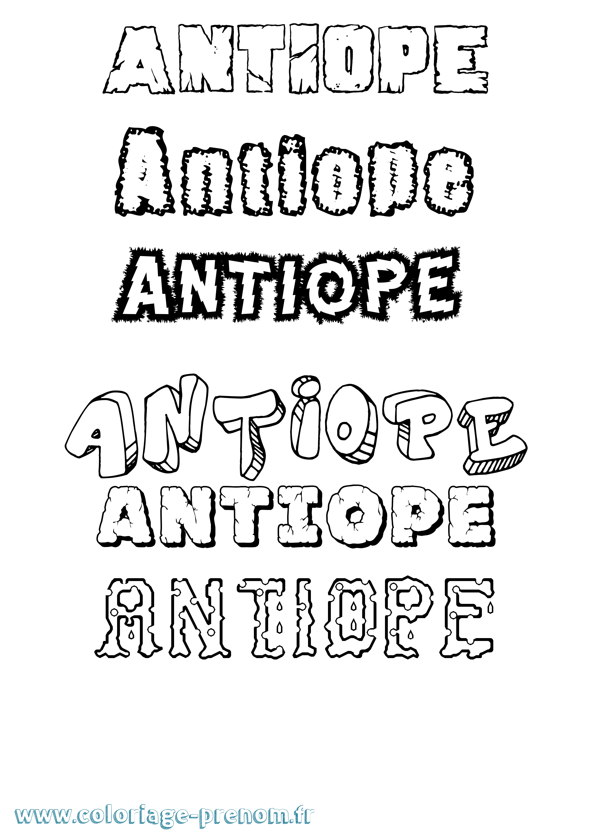 Coloriage prénom Antiope Destructuré