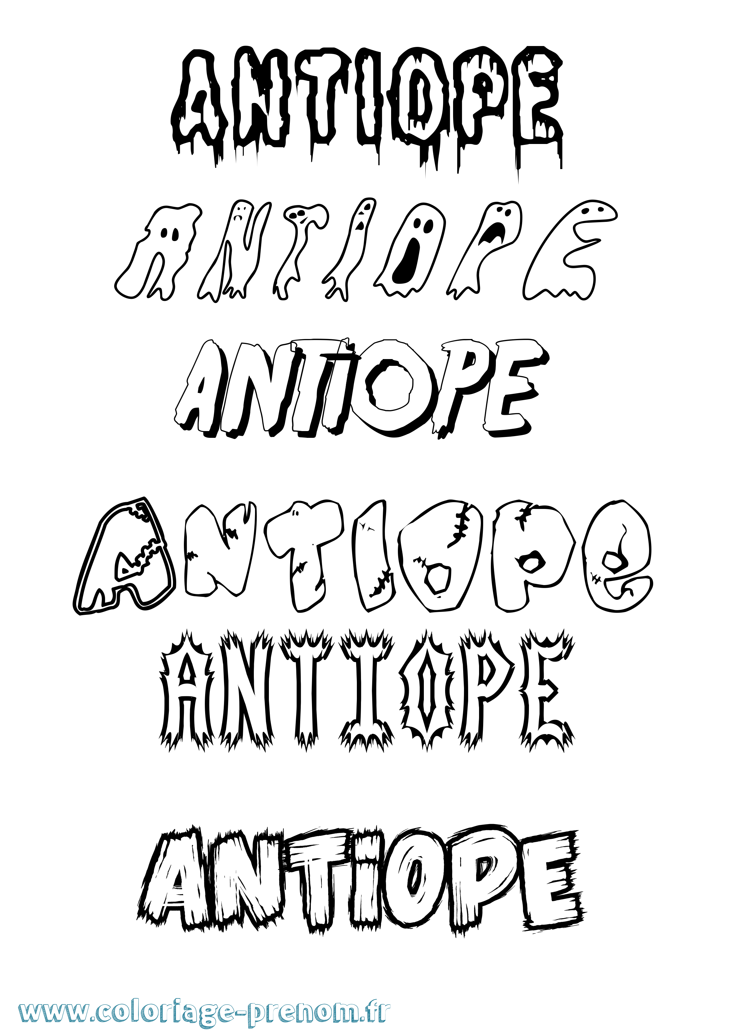 Coloriage prénom Antiope Frisson