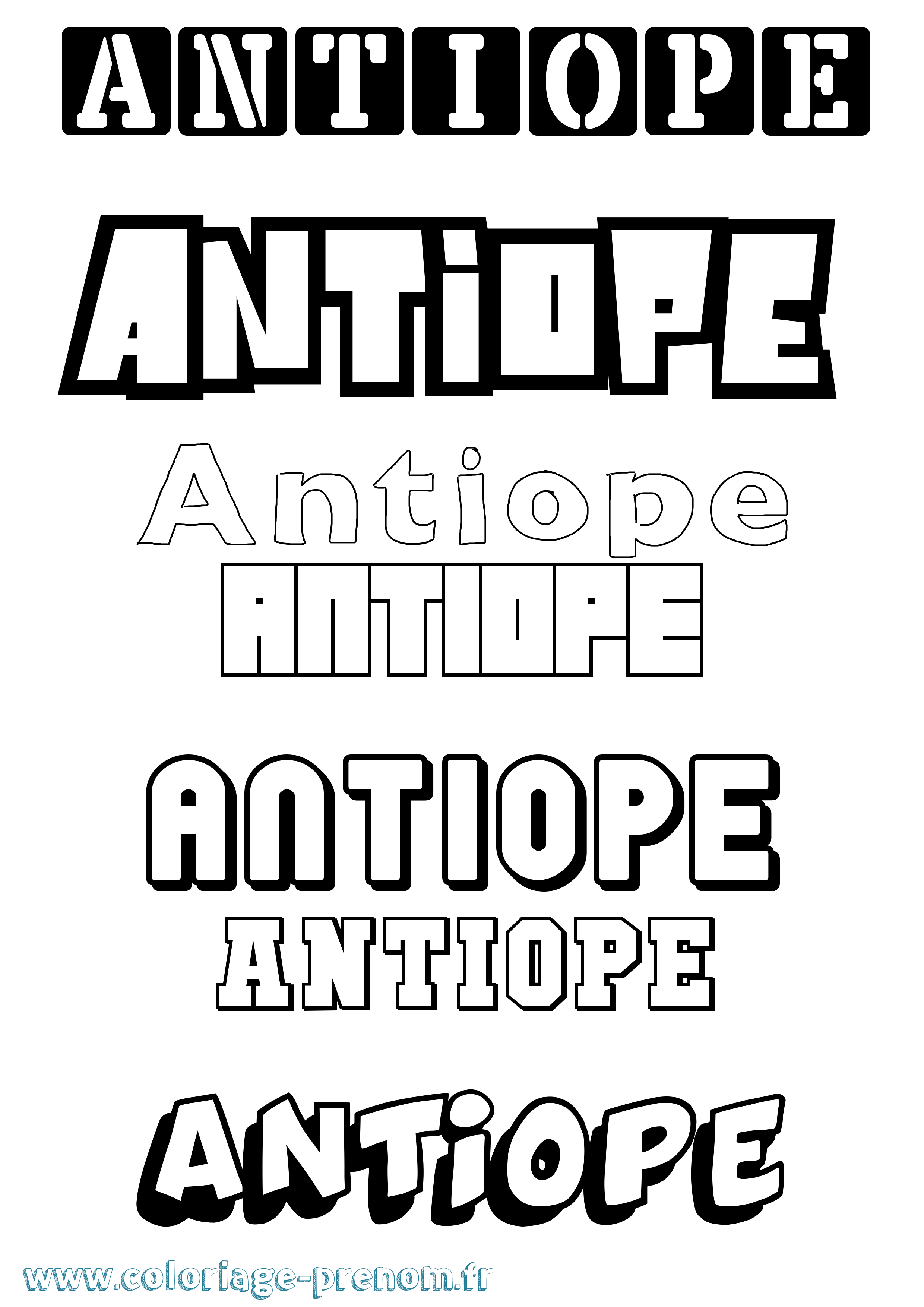 Coloriage prénom Antiope Simple