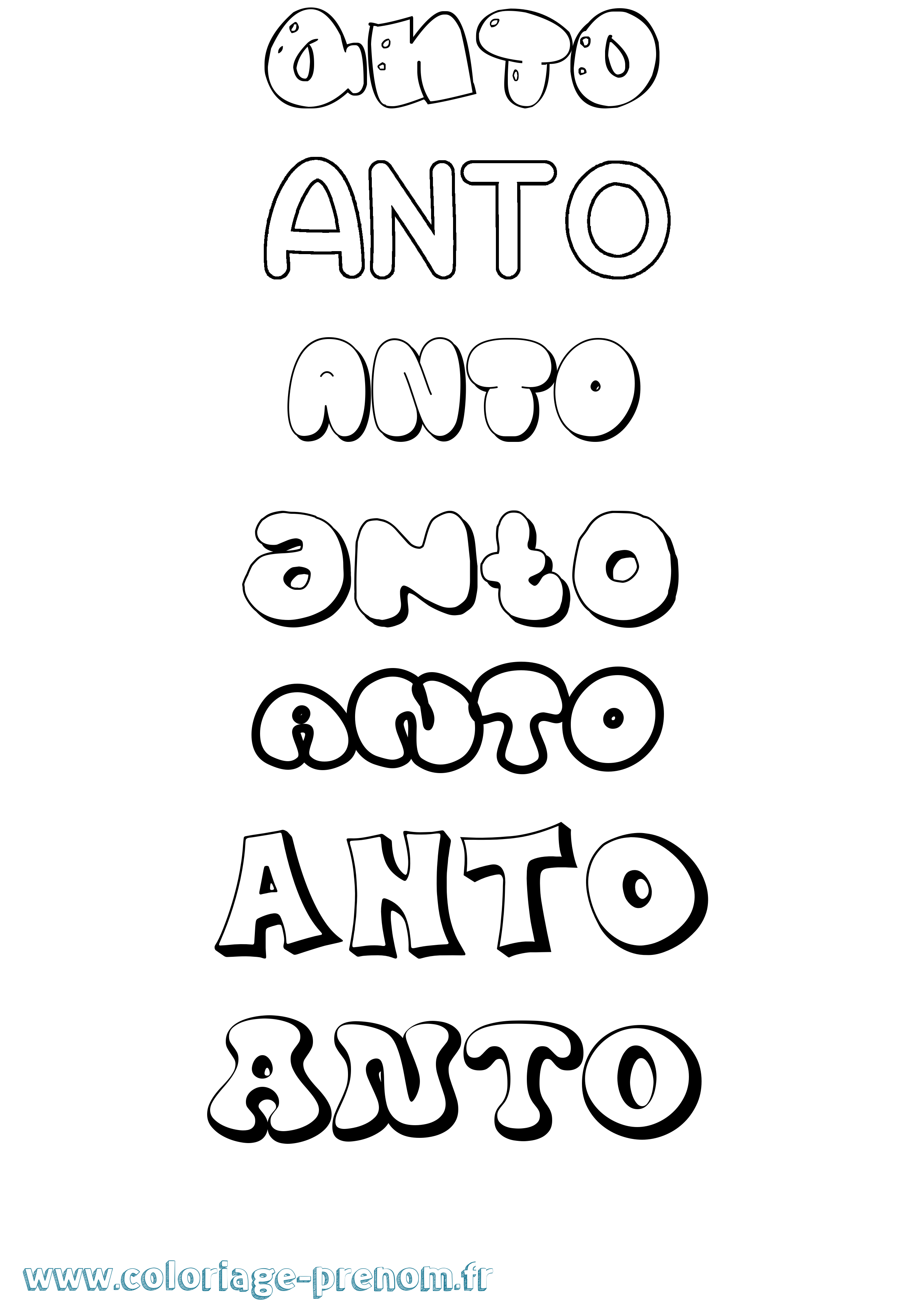 Coloriage Anto Bubble Coloriage prénom Anto Bubble