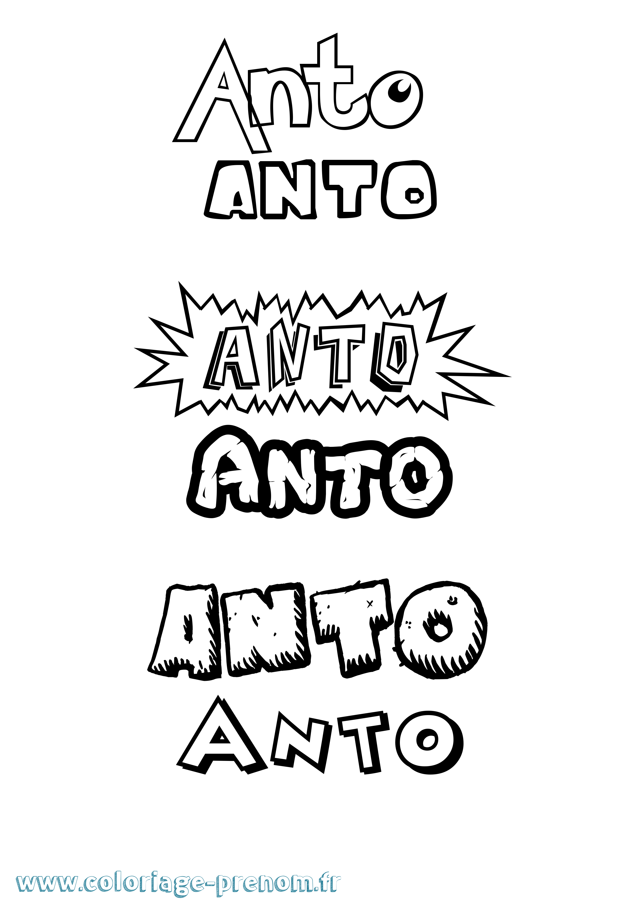 Coloriage Anto Dessin Animé Coloriage prénom Anto Dessin Animé