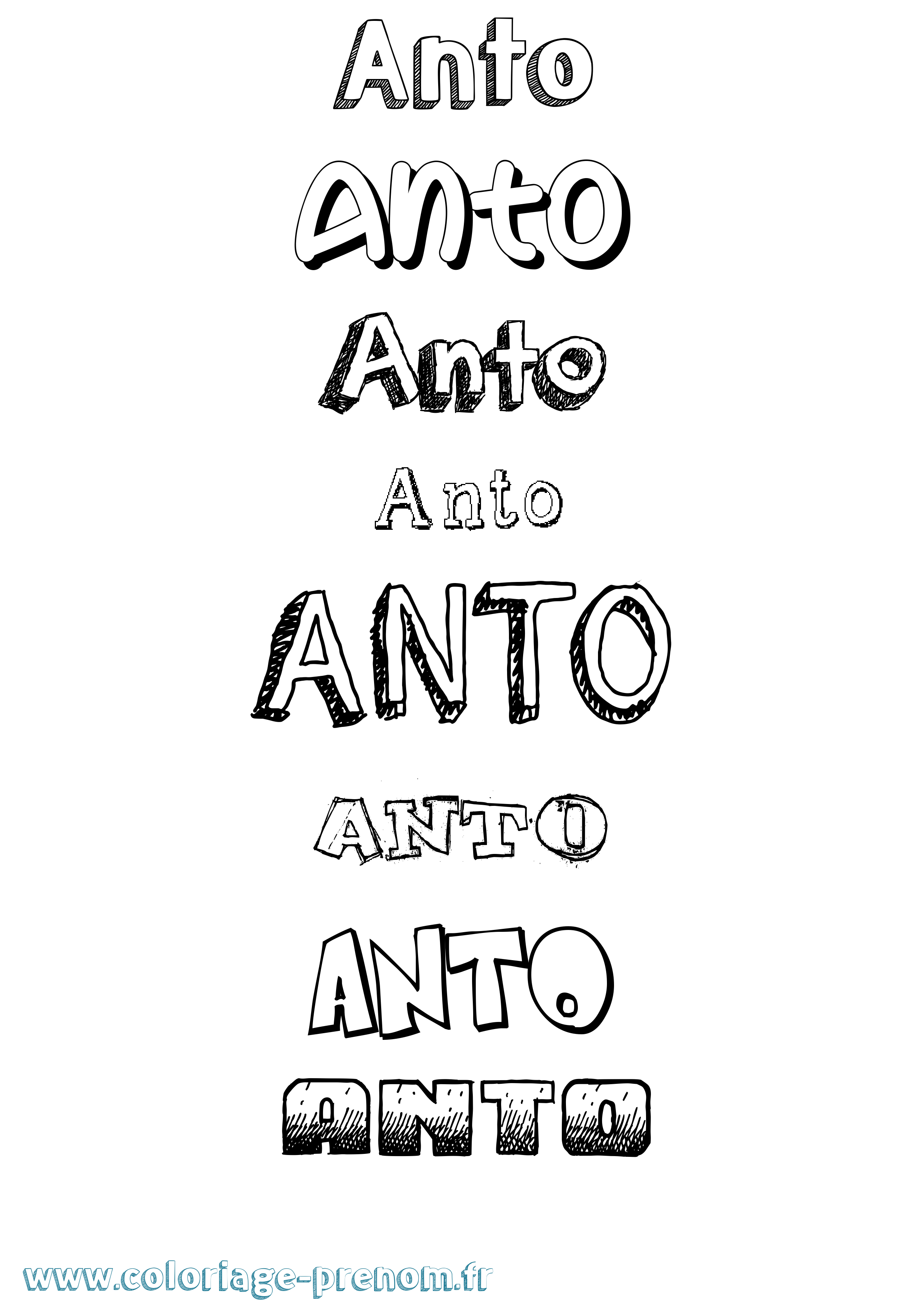 Coloriage Anto Dessiné Coloriage prénom Anto Dessiné