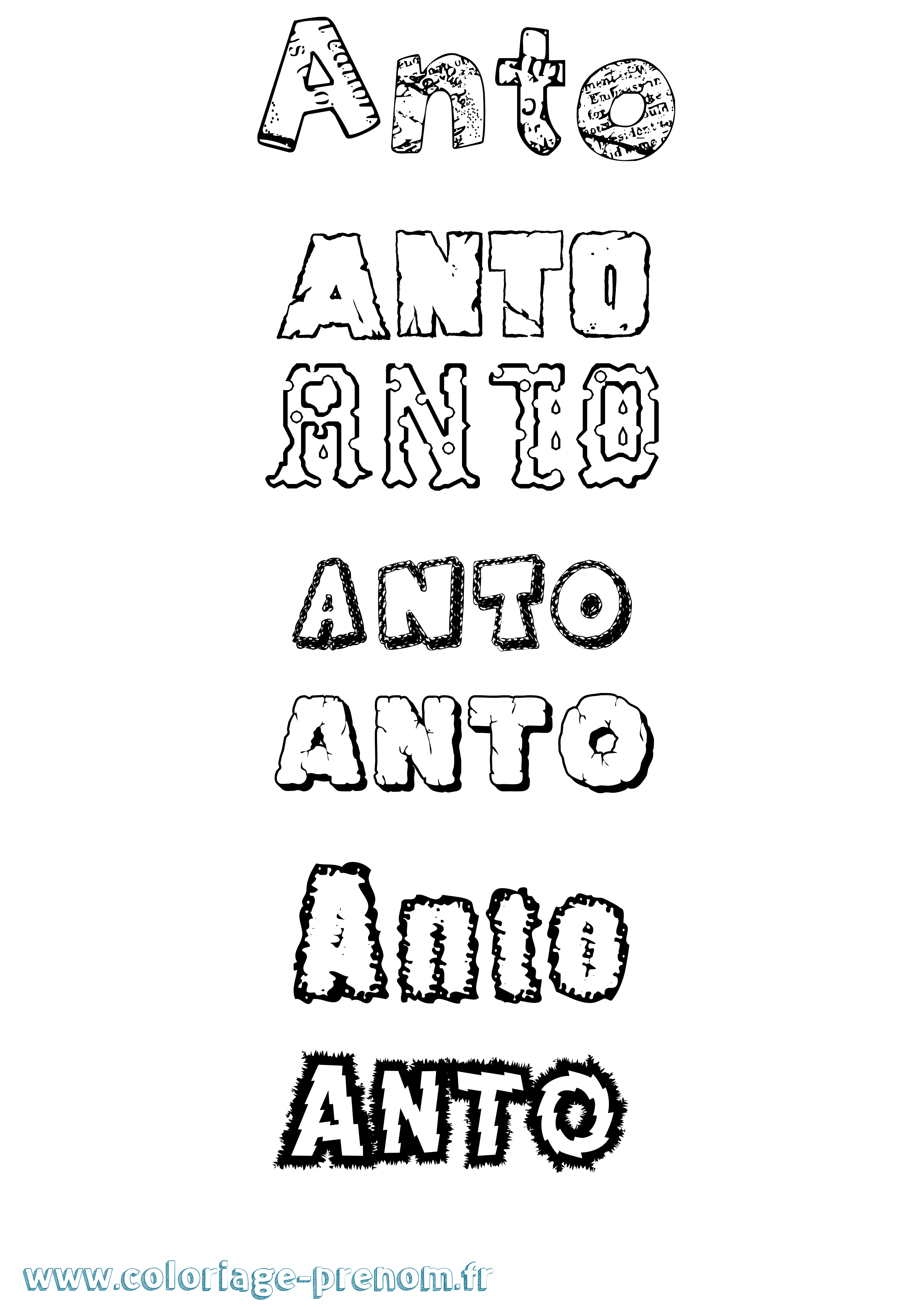 Coloriage prénom Anto Destructuré