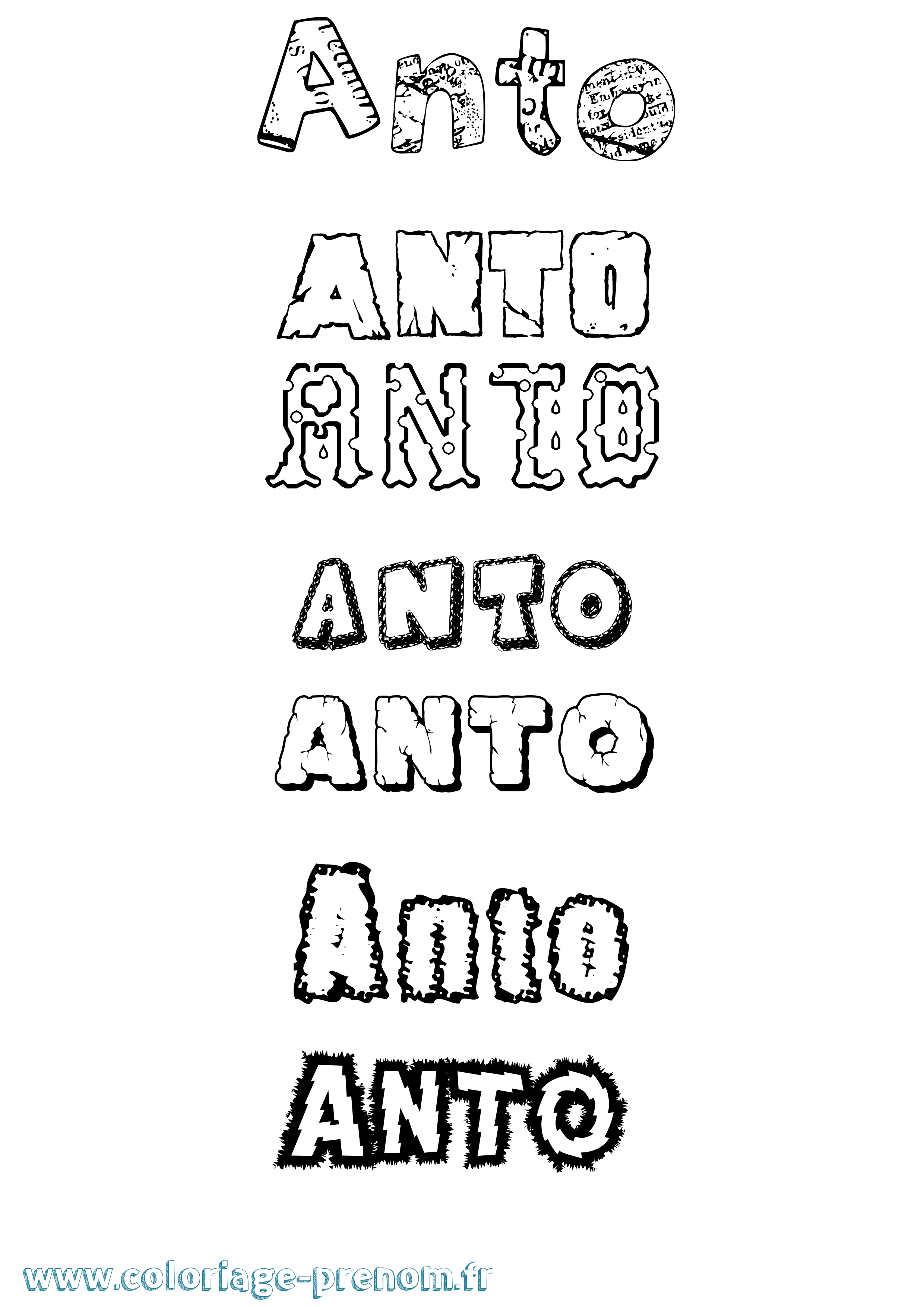 Coloriage Anto Destructuré Coloriage prénom Anto Destructuré