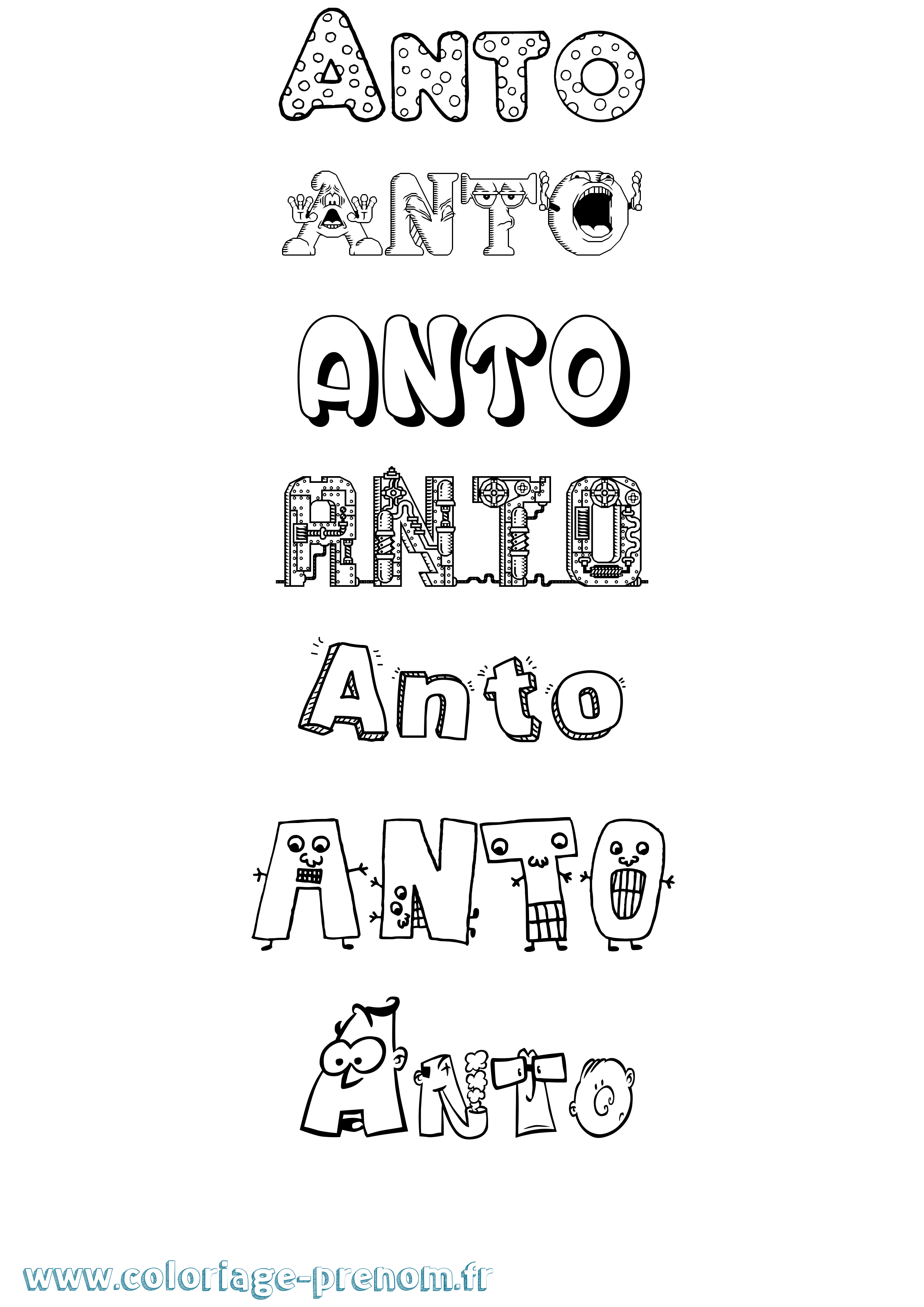Coloriage prénom Anto Fun
