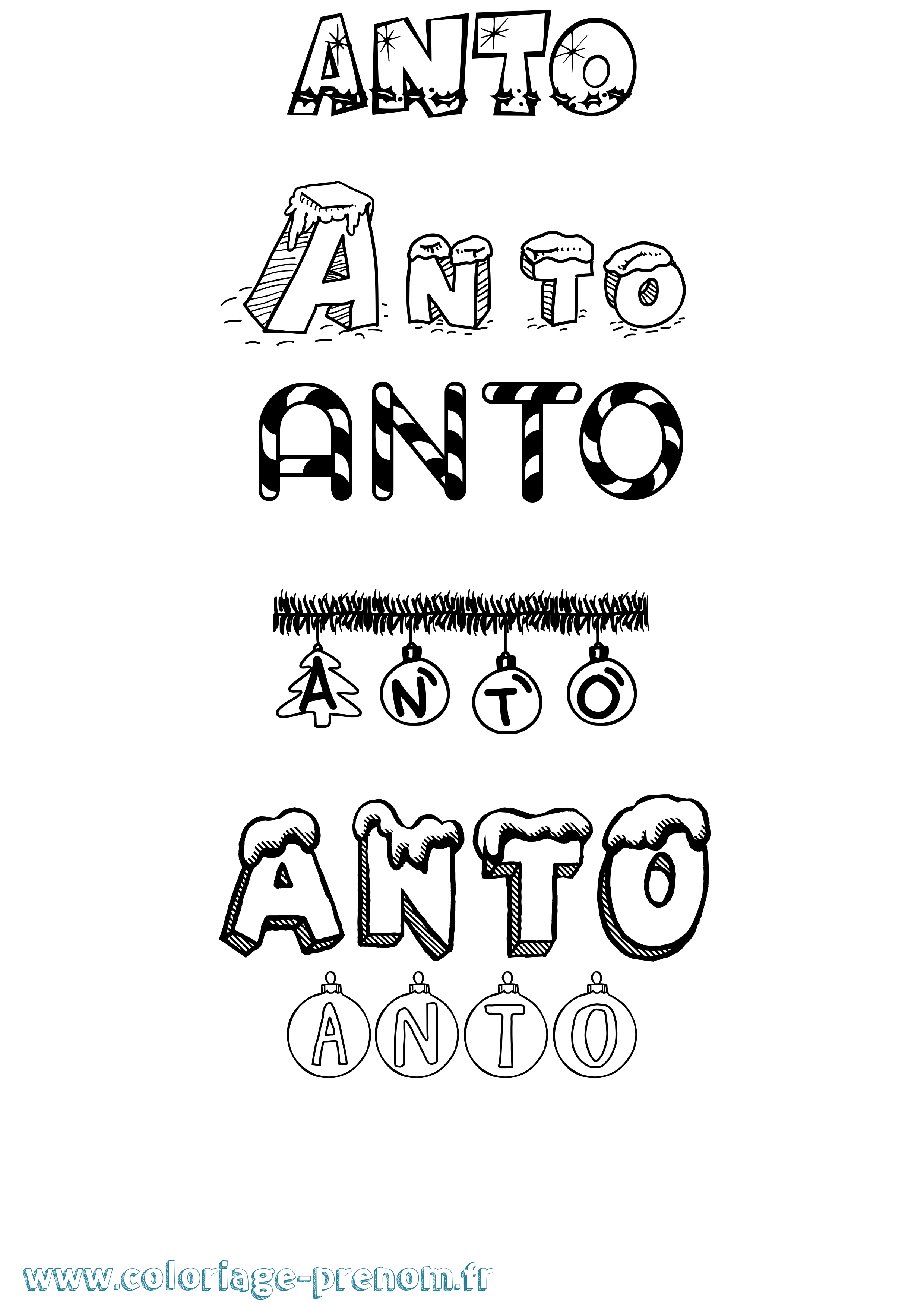 Coloriage Anto Noël Coloriage prénom Anto Noël