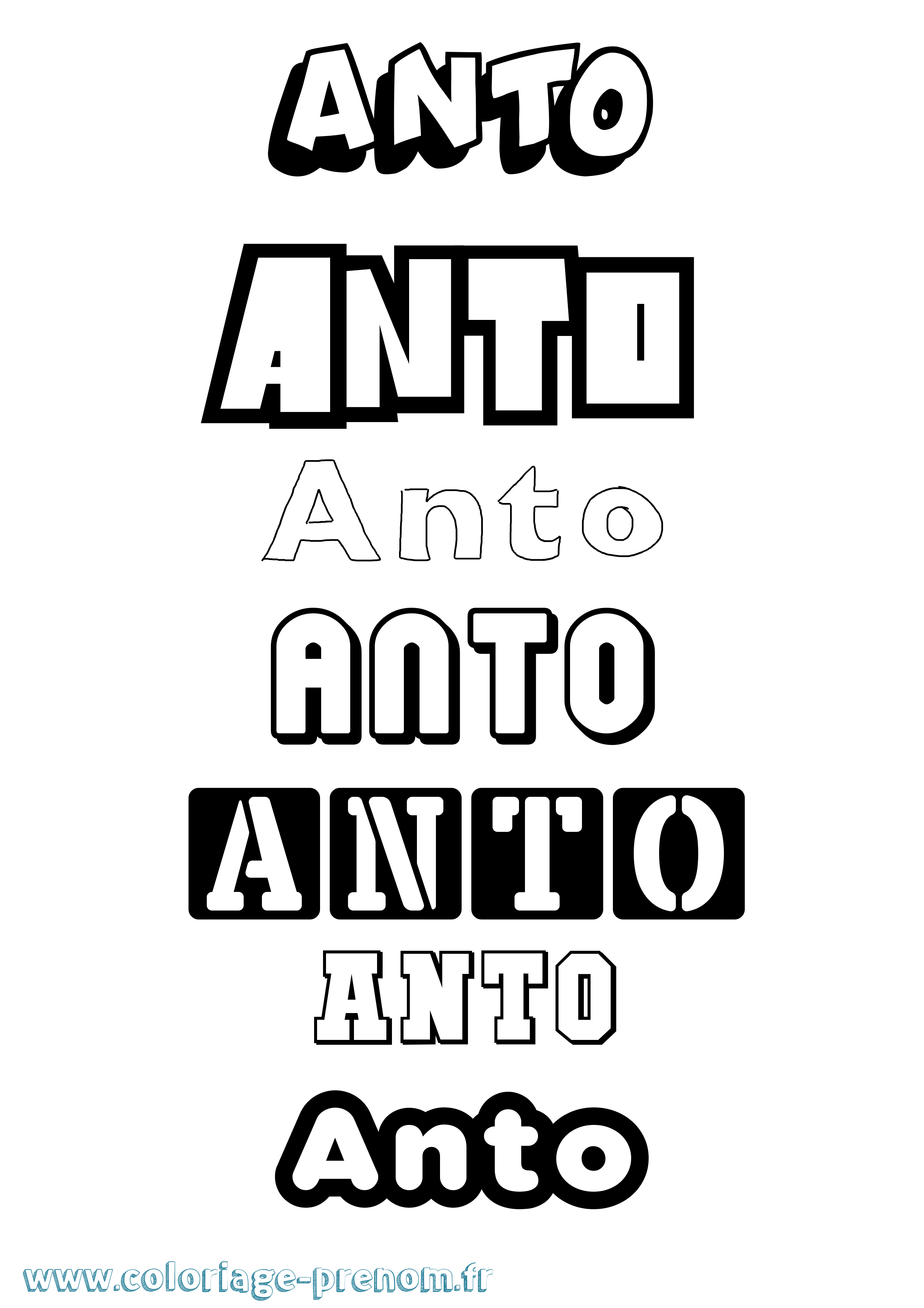 Coloriage Anto Simple Coloriage prénom Anto Simple