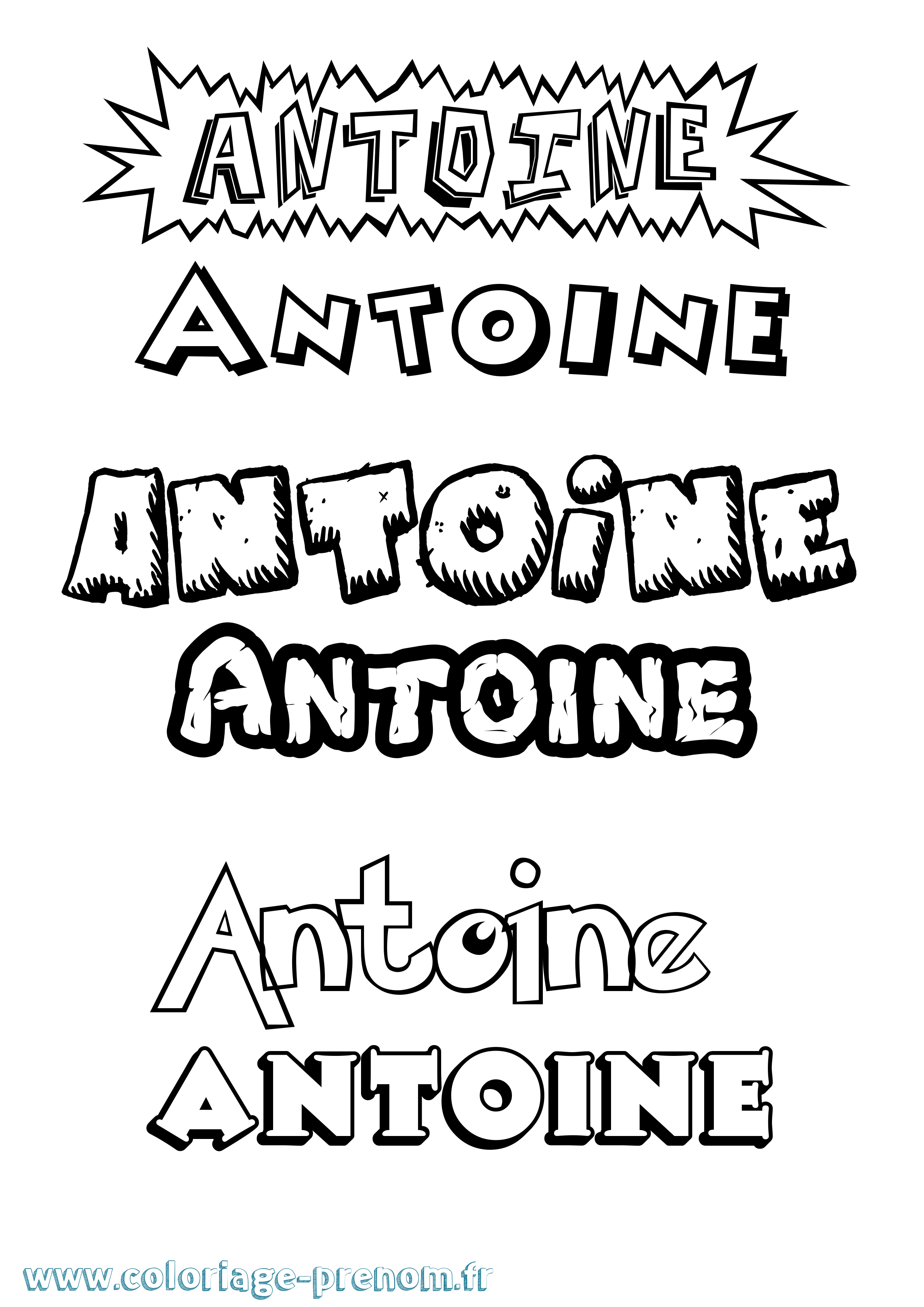 Coloriage prénom Antoine Dessin Animé