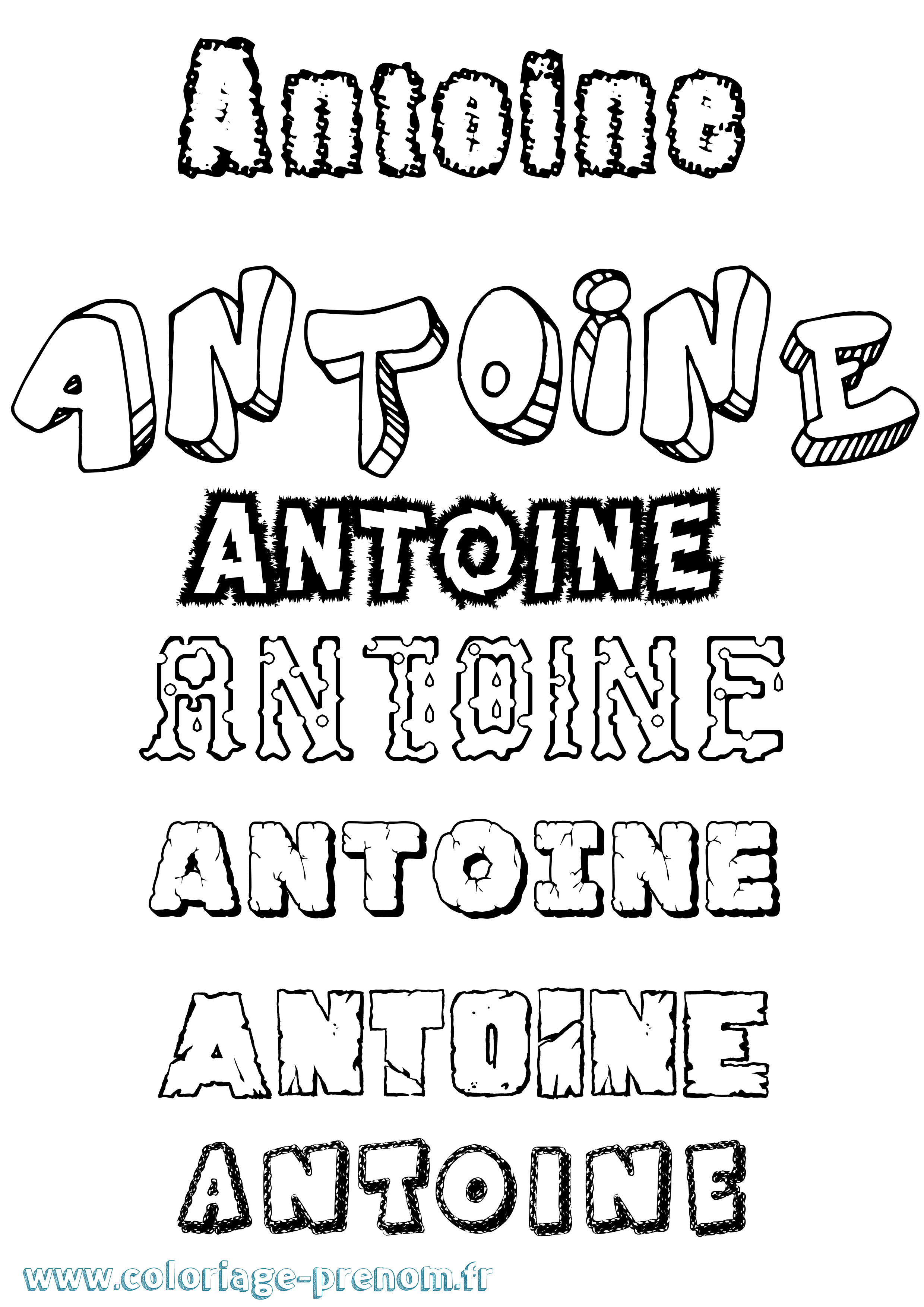 Coloriage prénom Antoine Destructuré