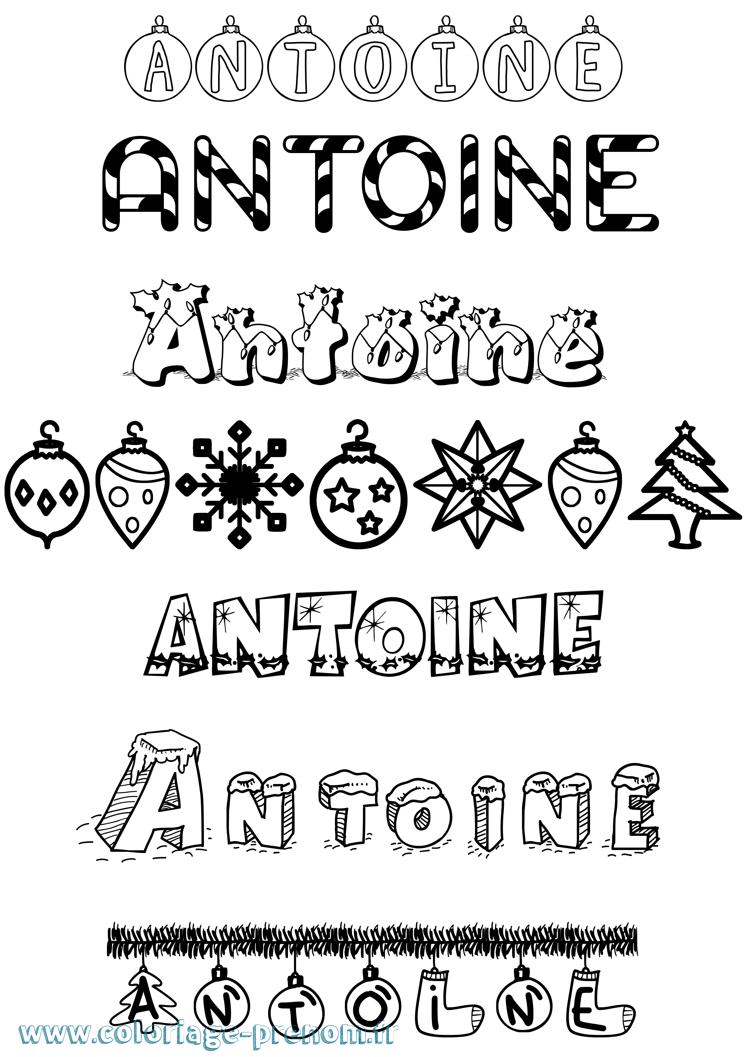 Coloriage prénom Antoine Noël