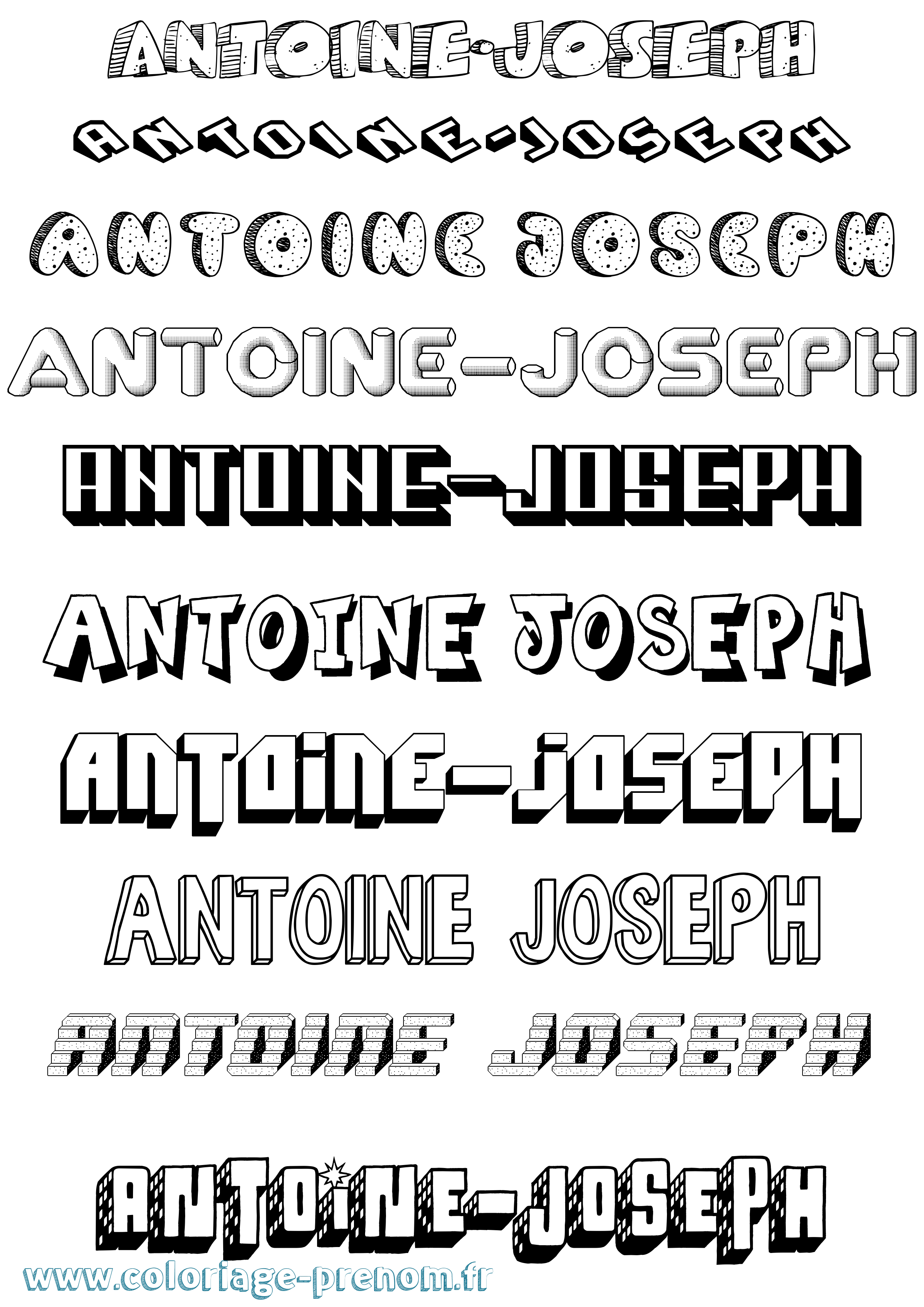 Coloriage prénom Antoine-Joseph Effet 3D