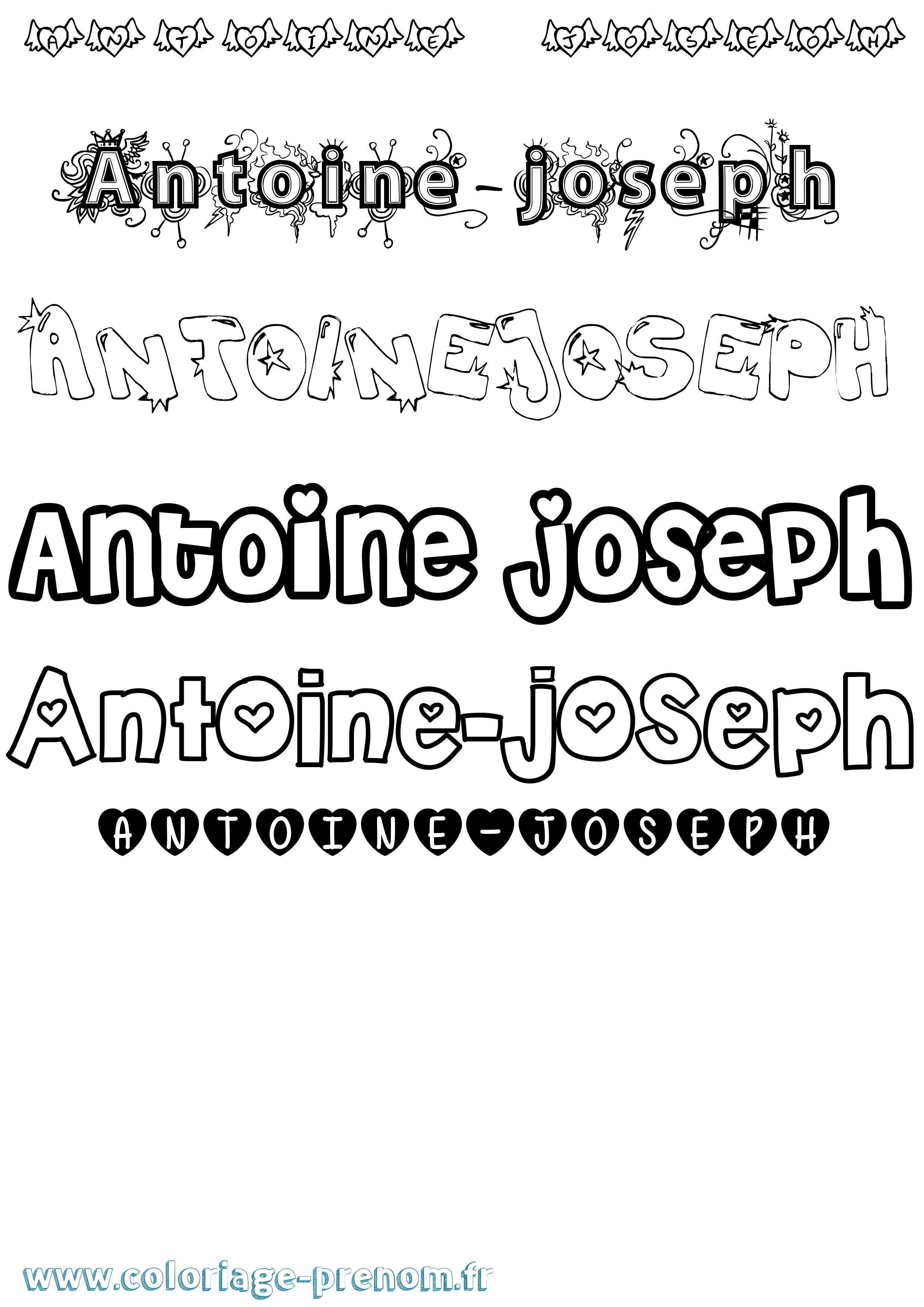 Coloriage prénom Antoine-Joseph Girly