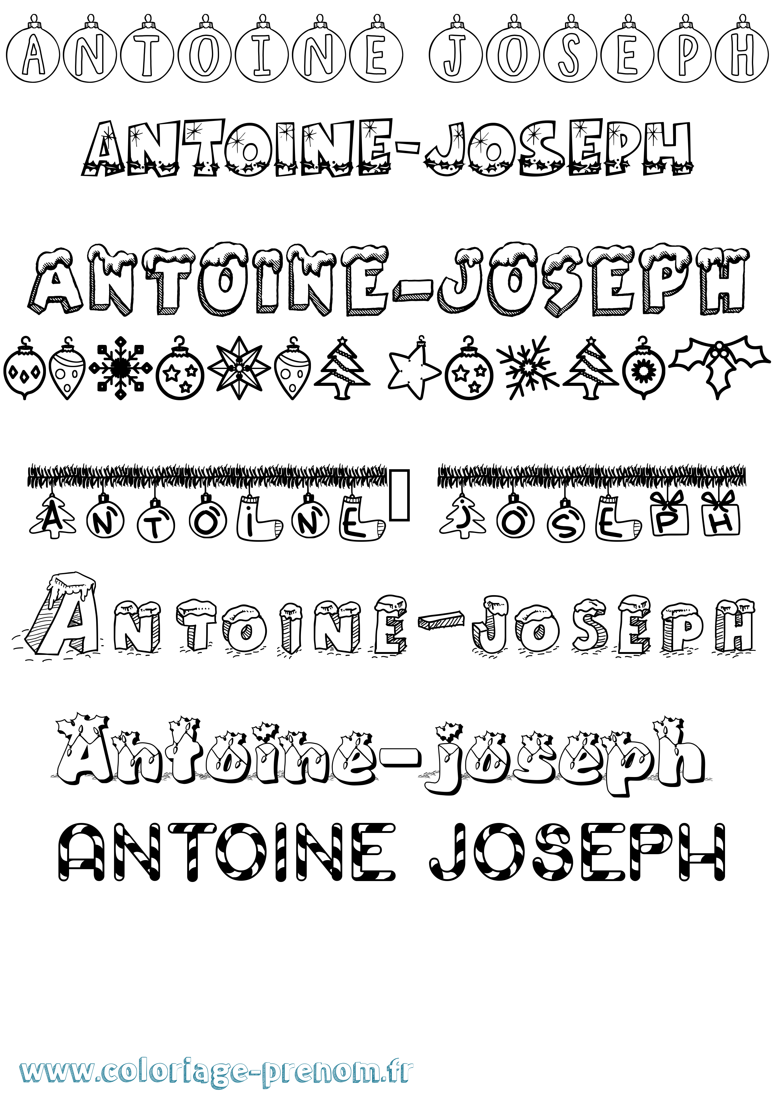 Coloriage prénom Antoine-Joseph Noël