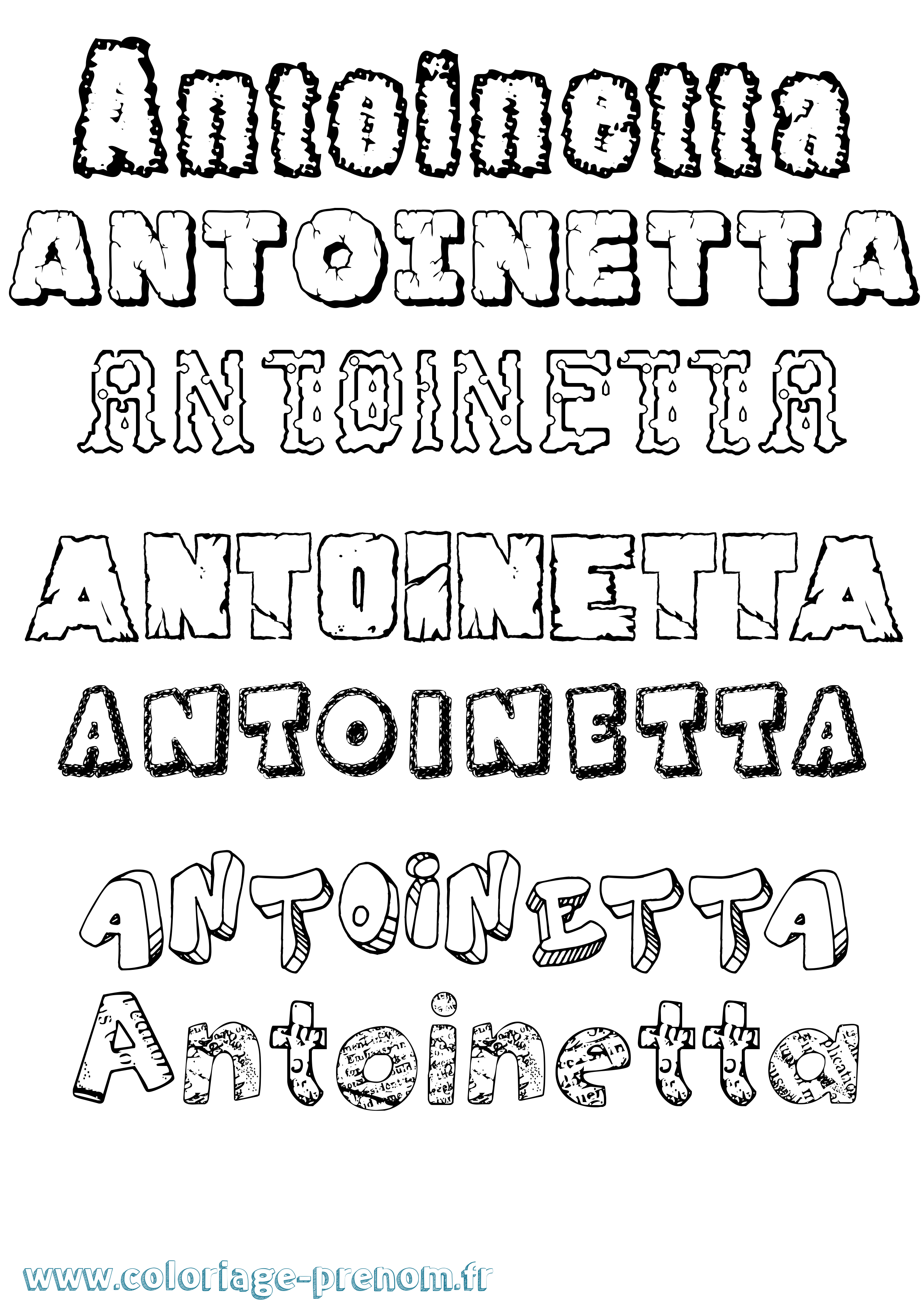 Coloriage prénom Antoinetta Destructuré