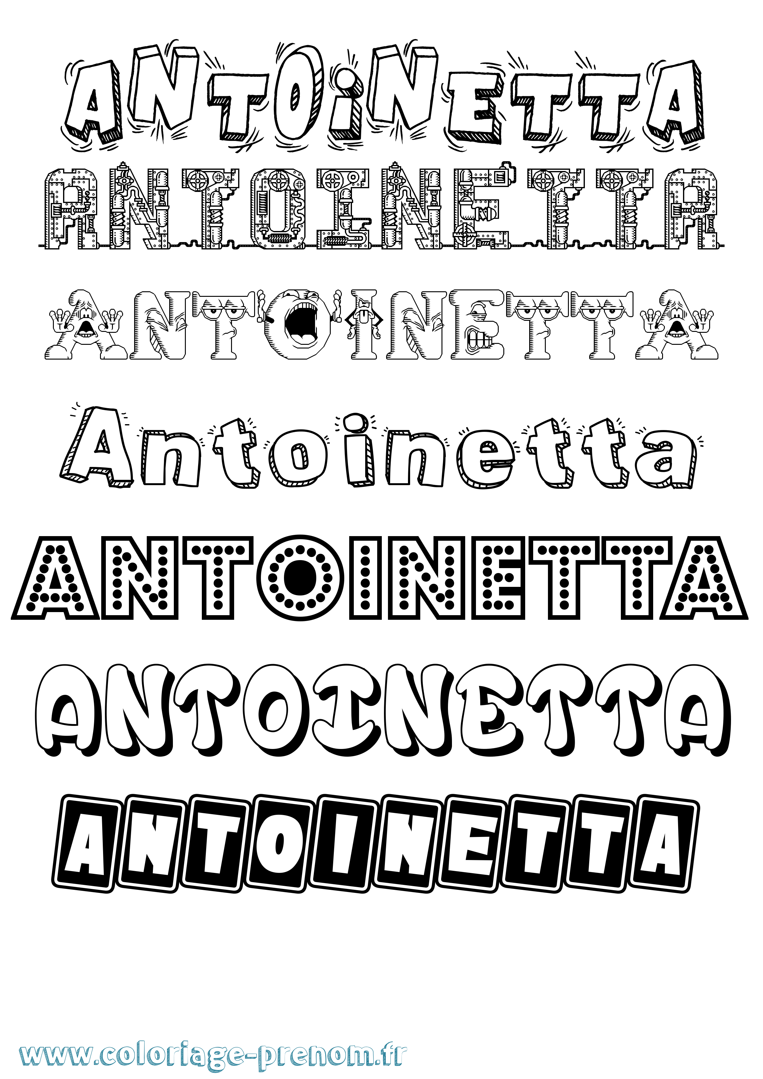 Coloriage prénom Antoinetta Fun