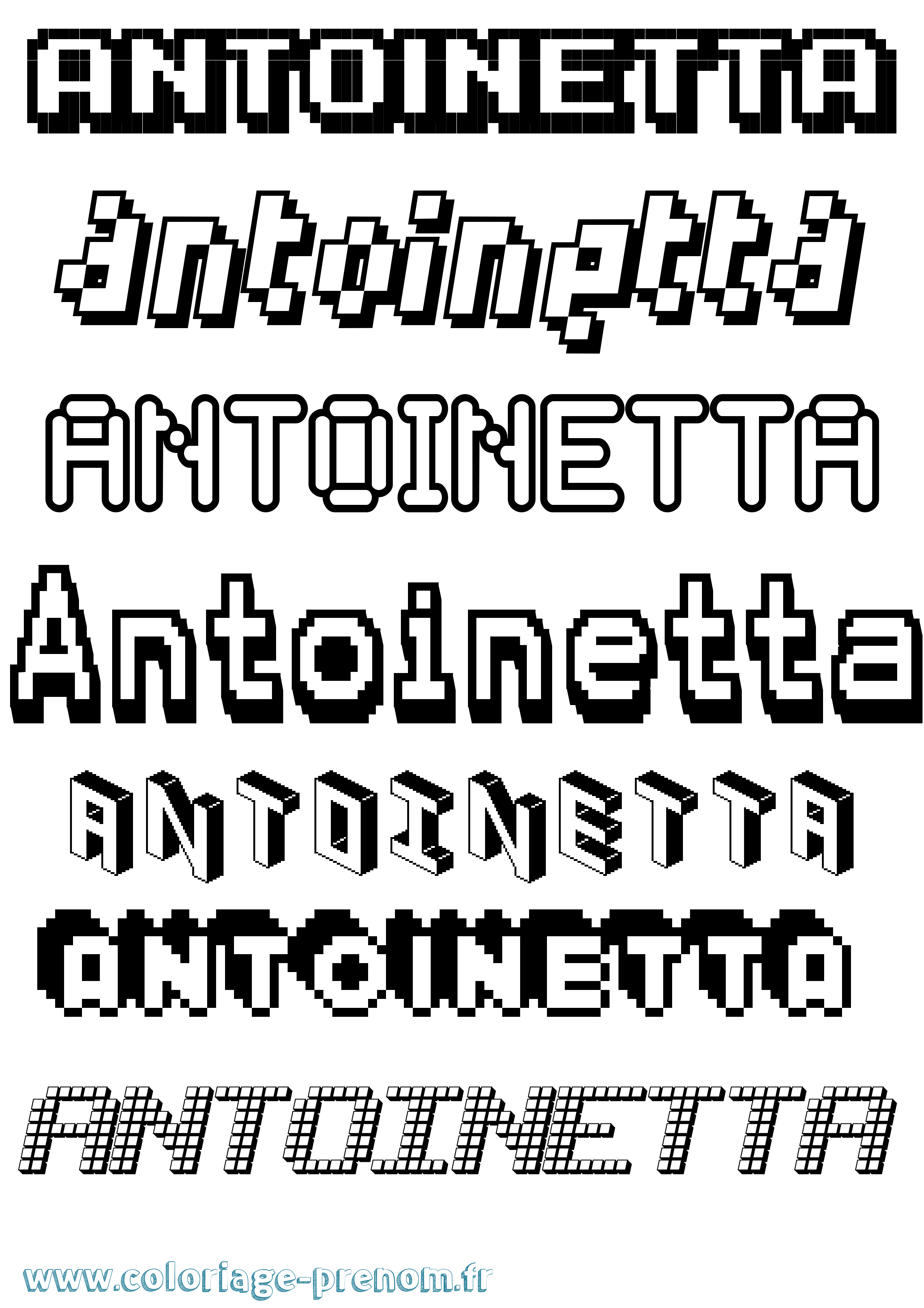 Coloriage prénom Antoinetta Pixel