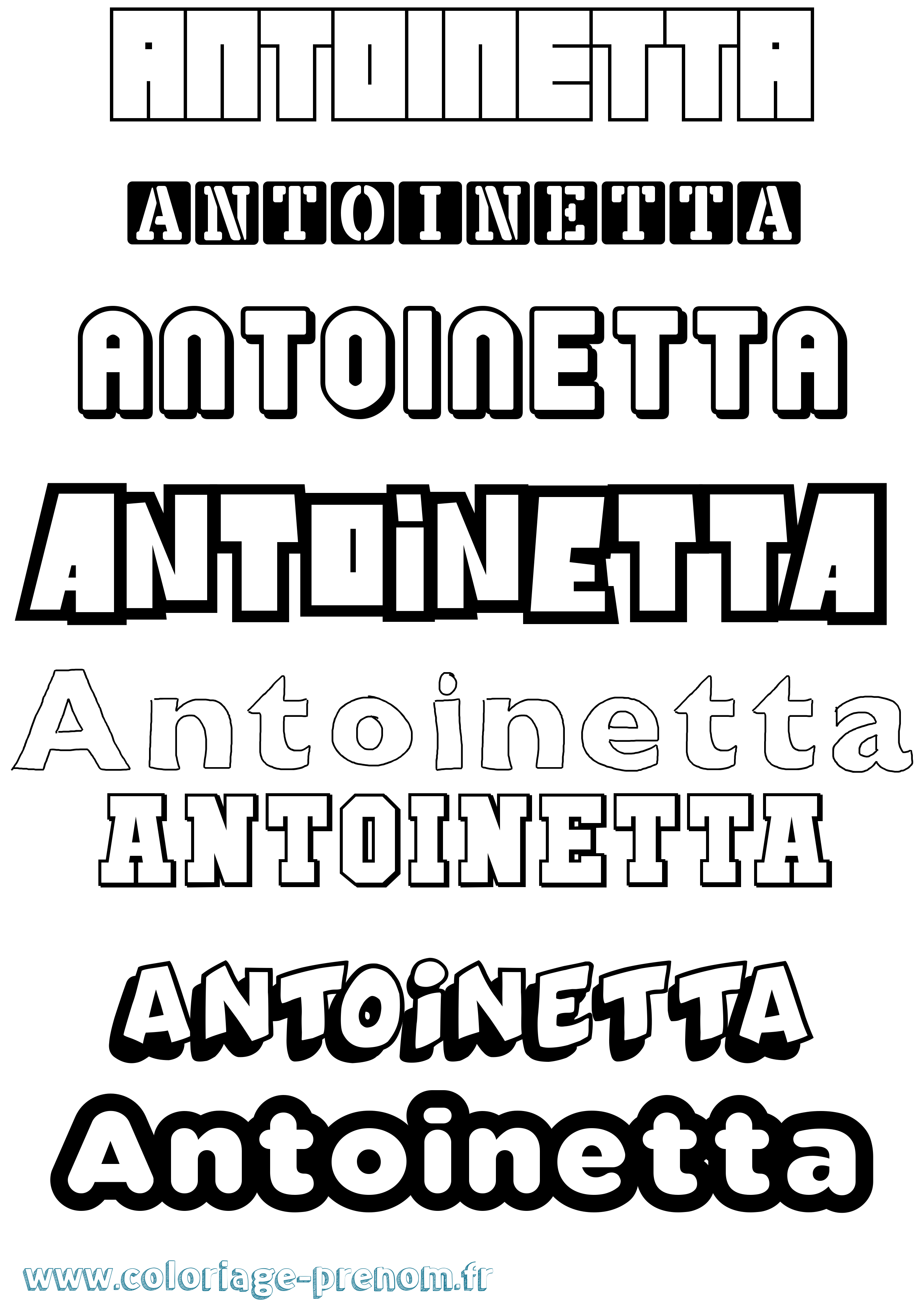 Coloriage prénom Antoinetta Simple