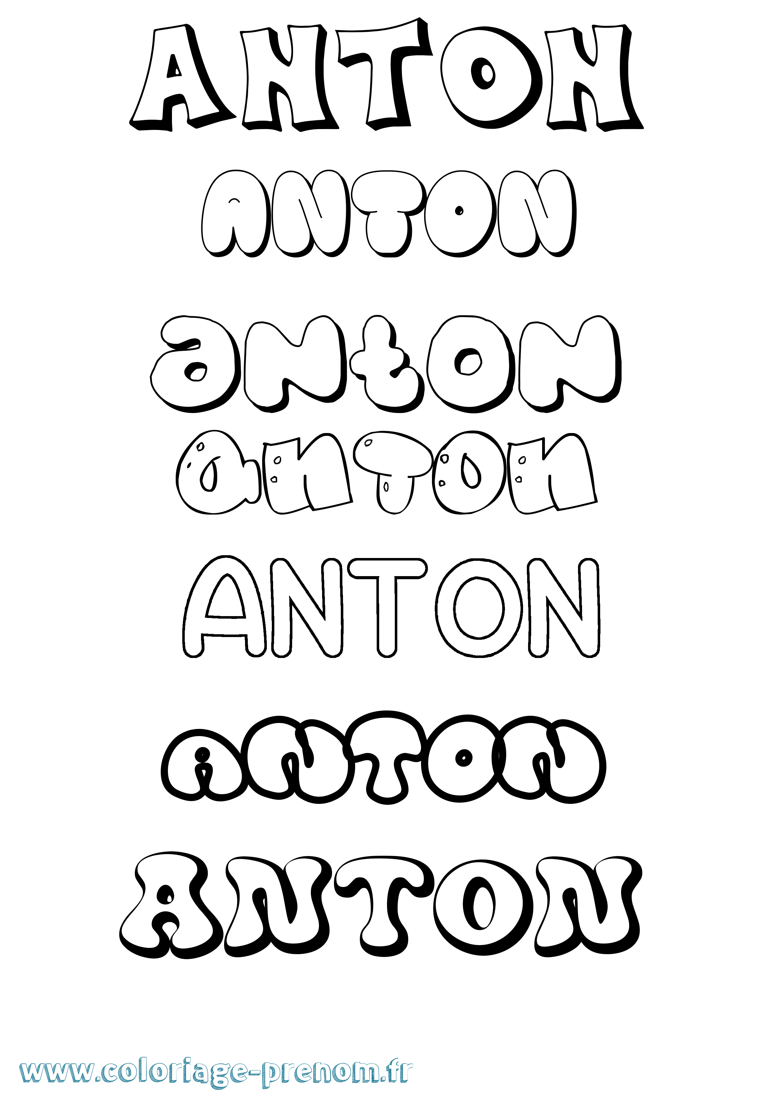 Coloriage Anton Coloriage prénom Anton