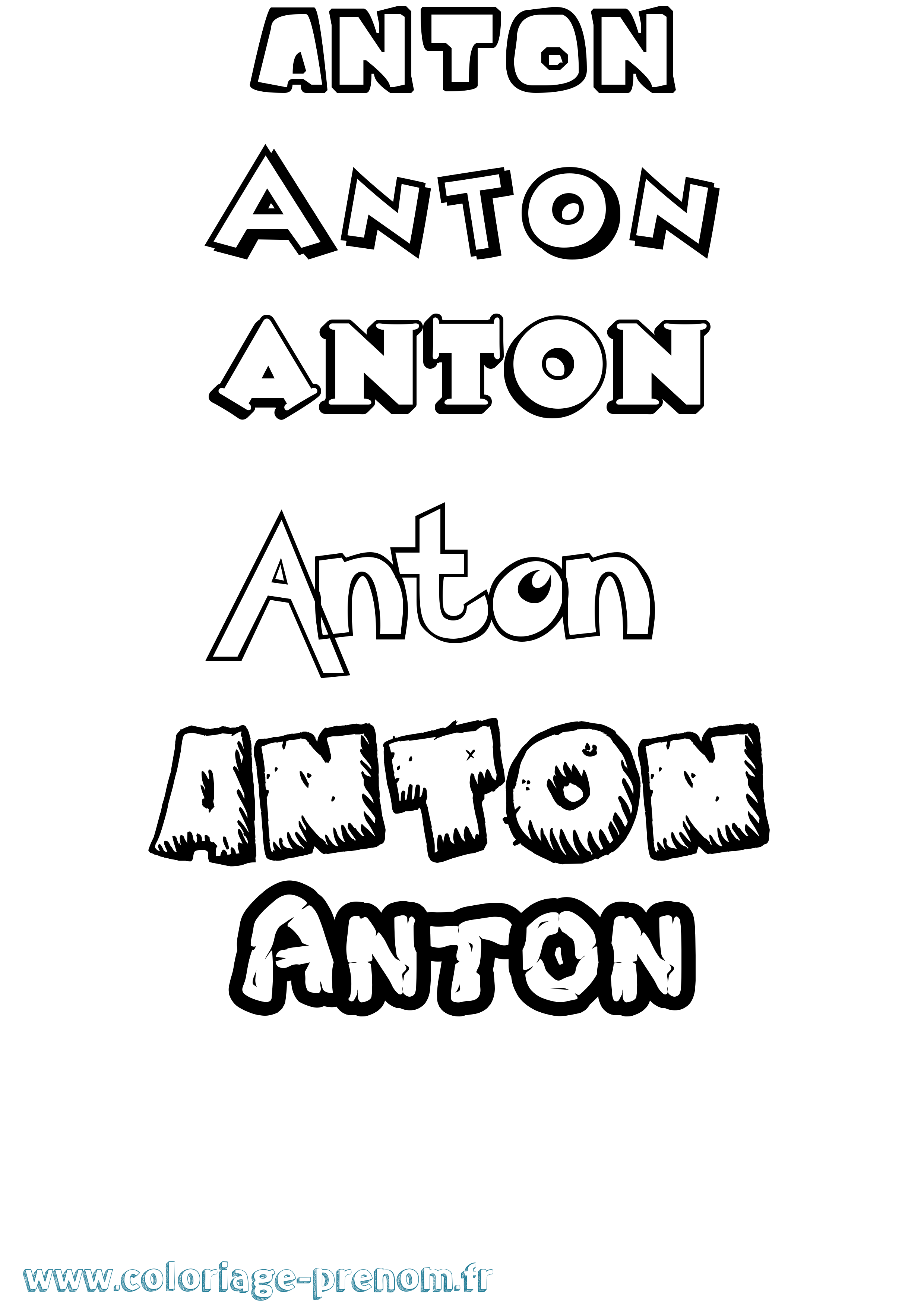 Coloriage Anton Coloriage prénom Anton
