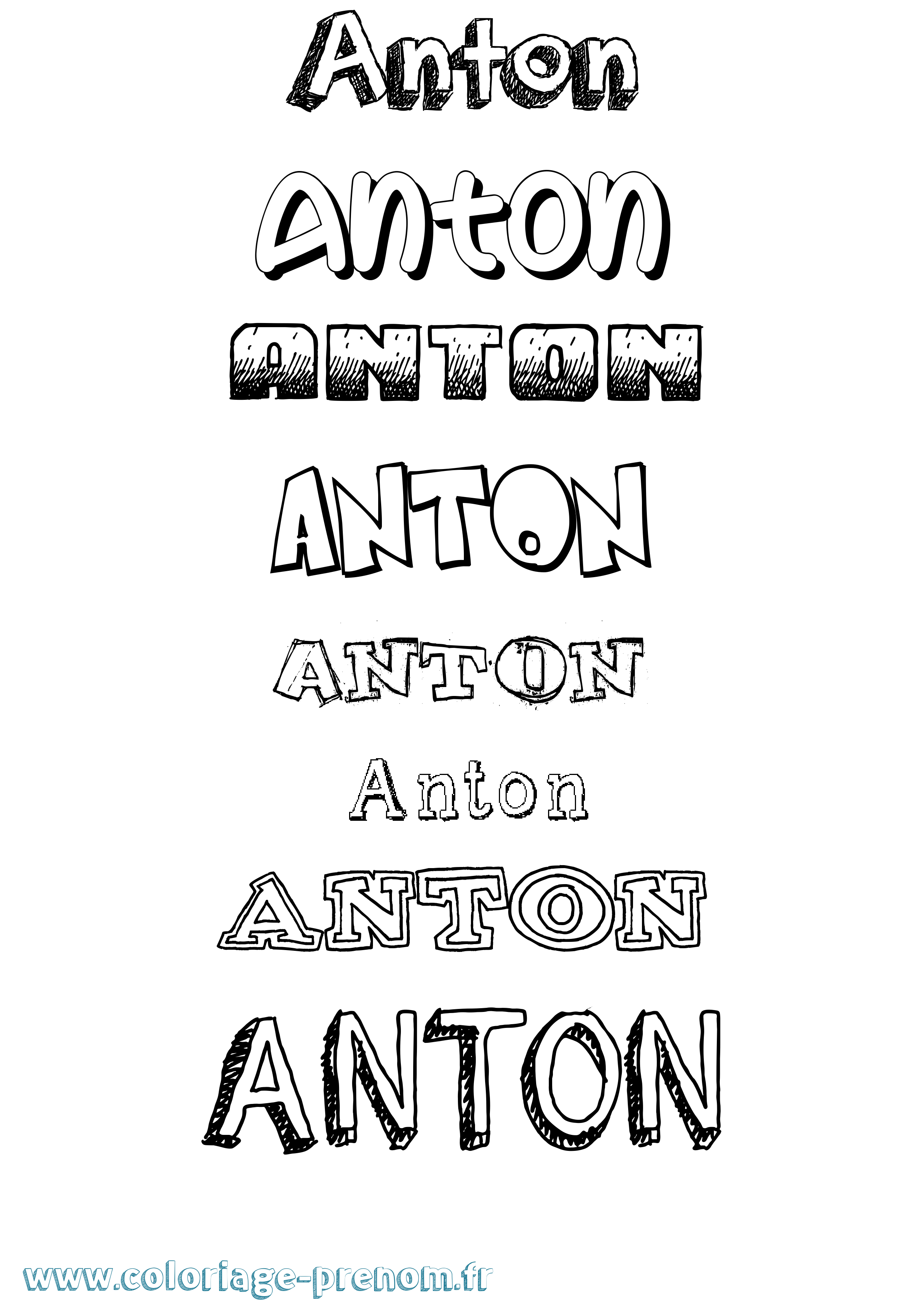 Coloriage Anton Coloriage prénom Anton