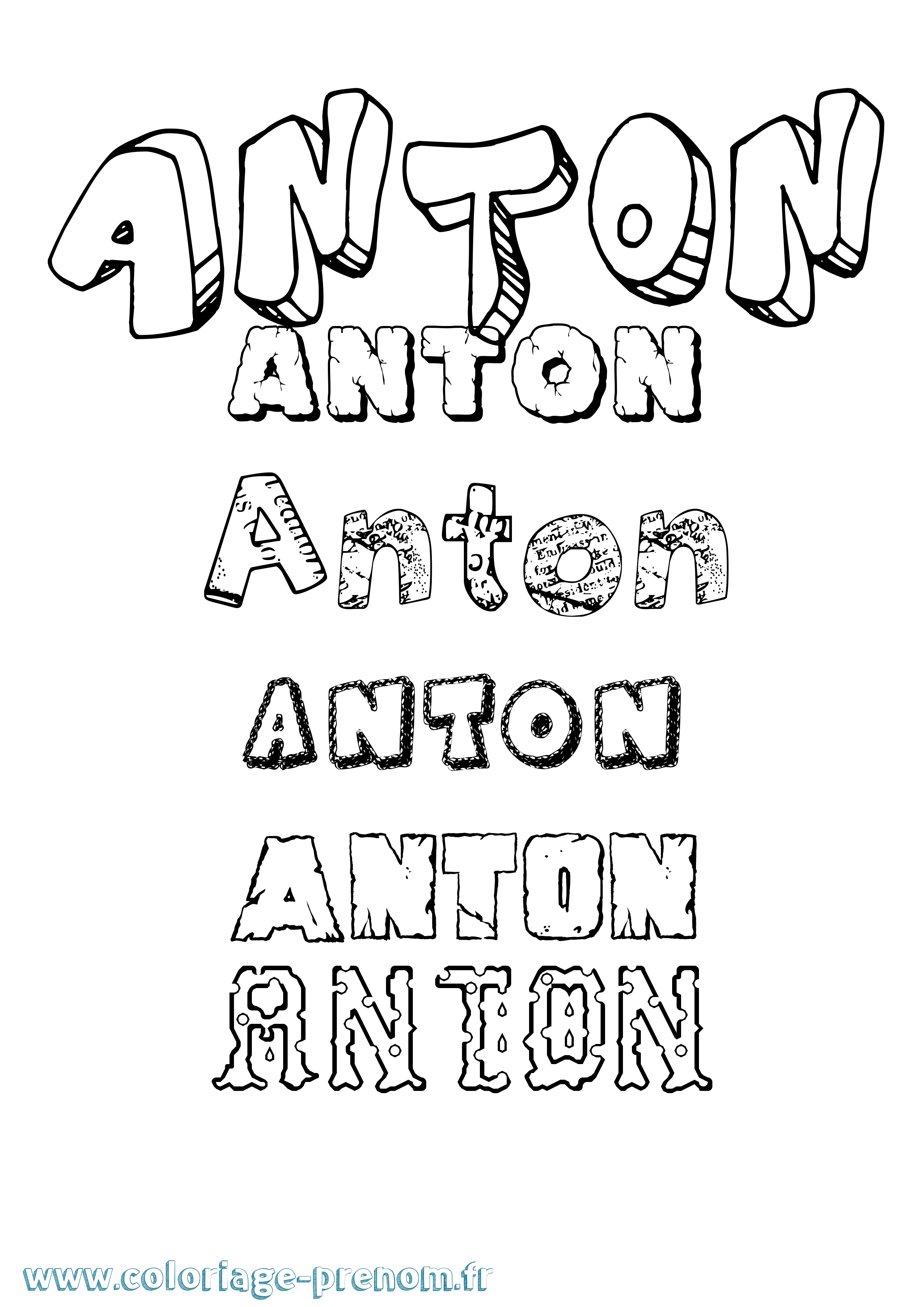 Coloriage Anton Coloriage prénom Anton