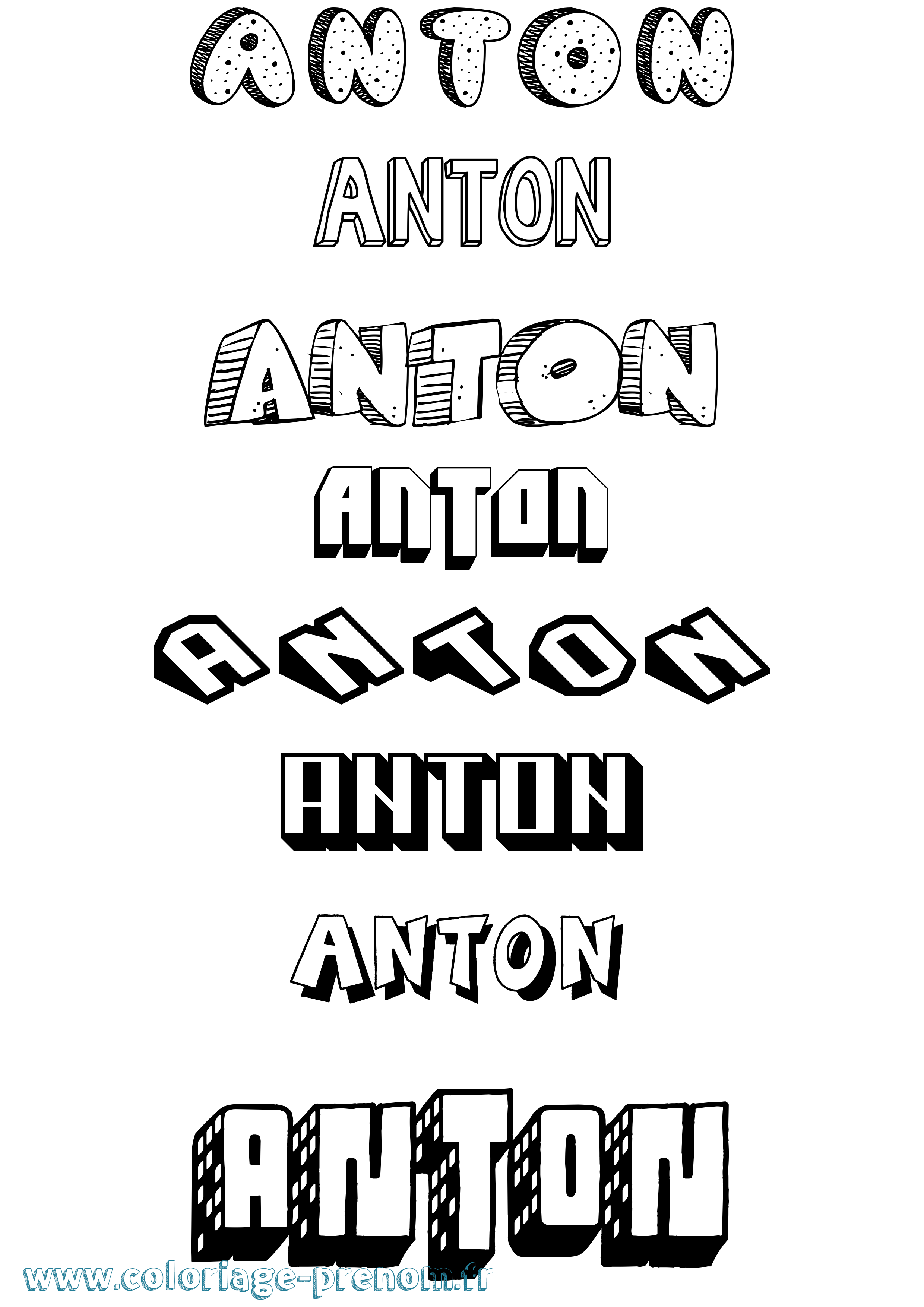 Coloriage Anton Coloriage prénom Anton