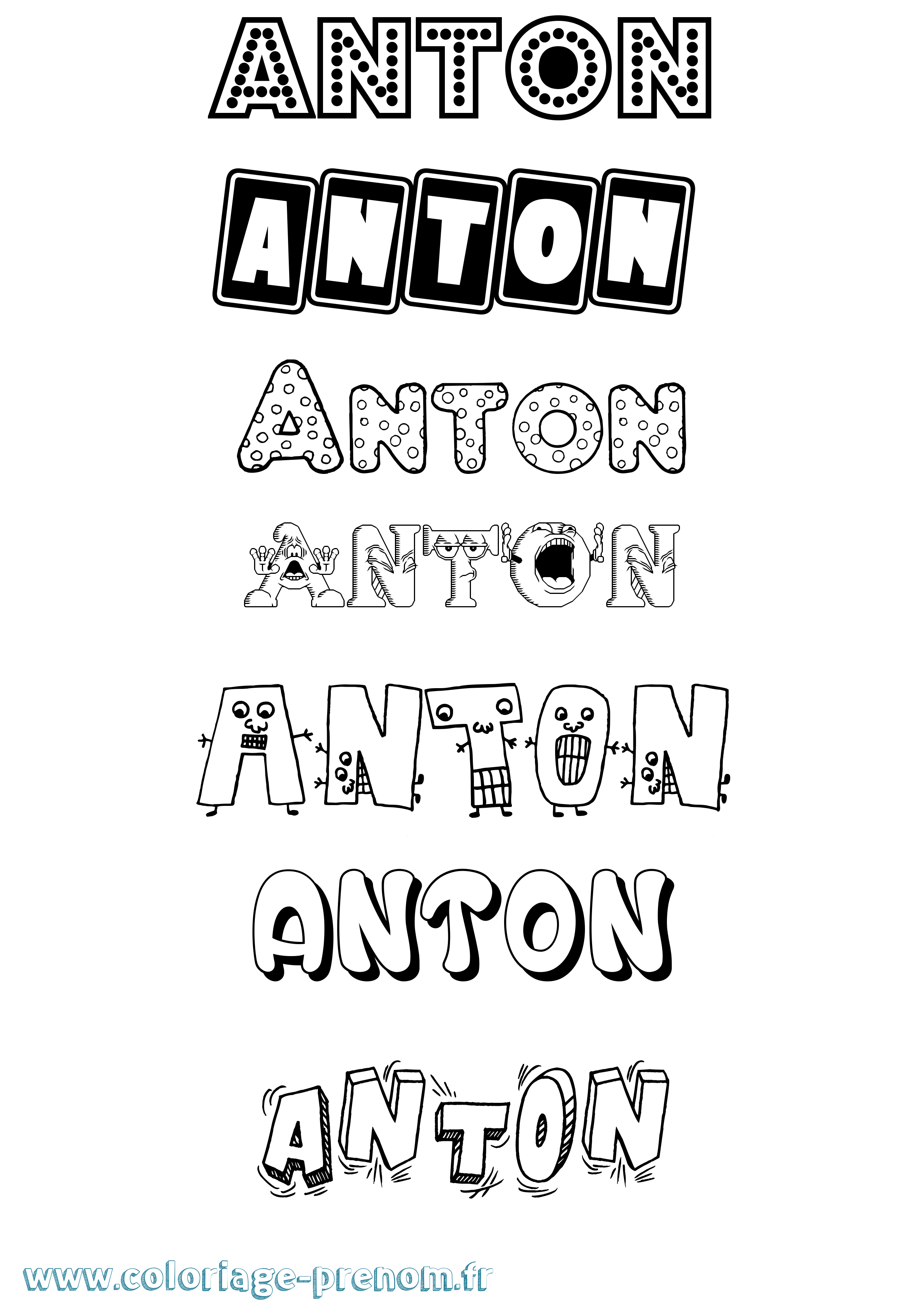 Coloriage Anton Coloriage prénom Anton