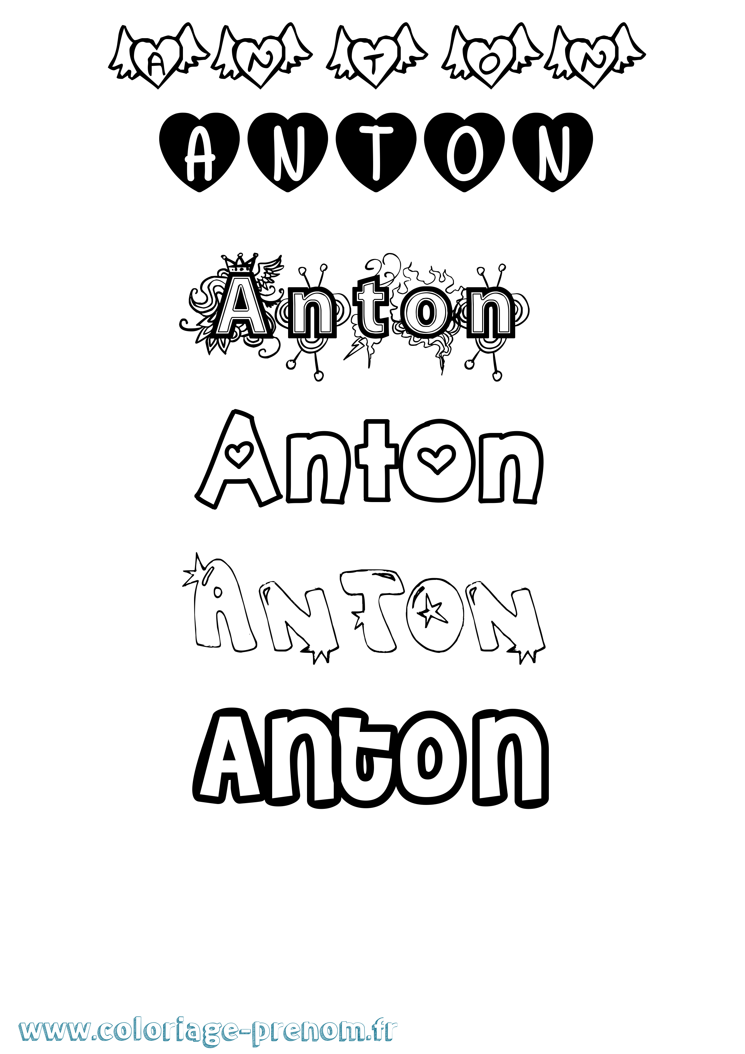 Coloriage Anton Coloriage prénom Anton