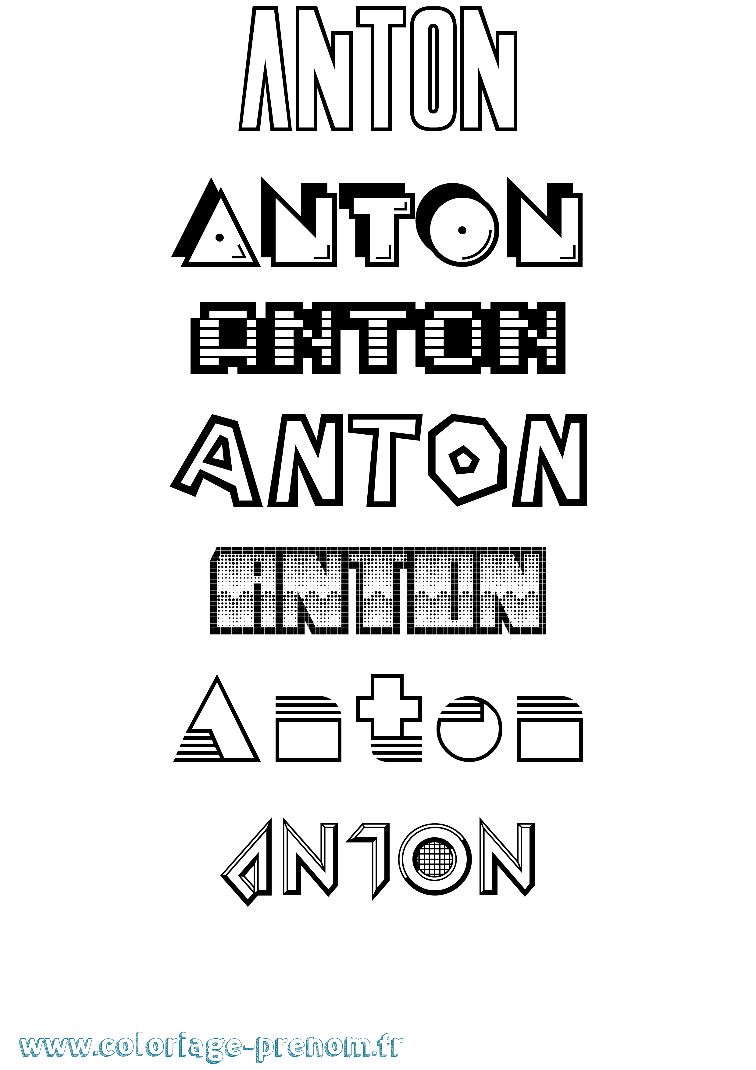 Coloriage Anton Coloriage prénom Anton