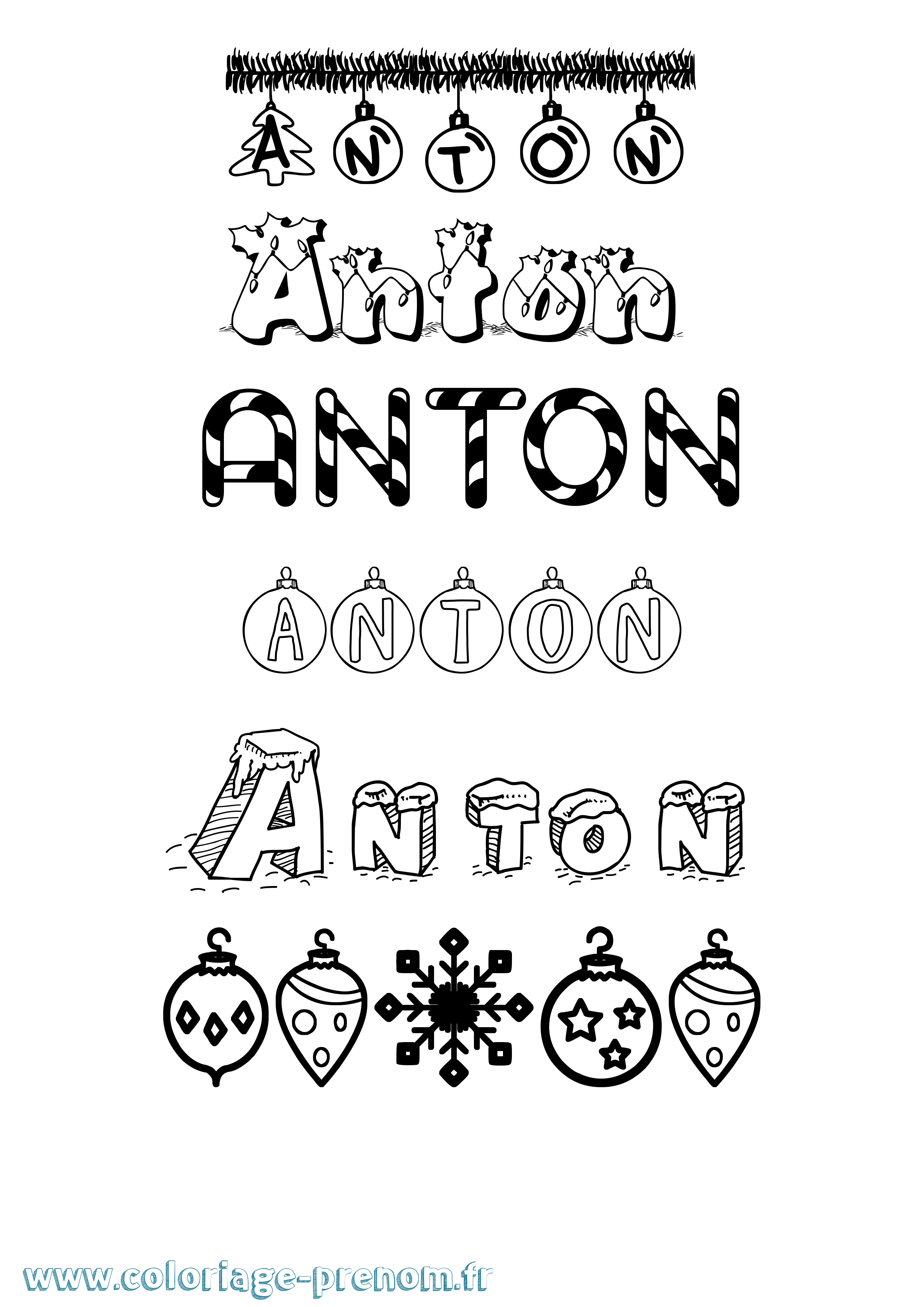 Coloriage Anton Coloriage prénom Anton
