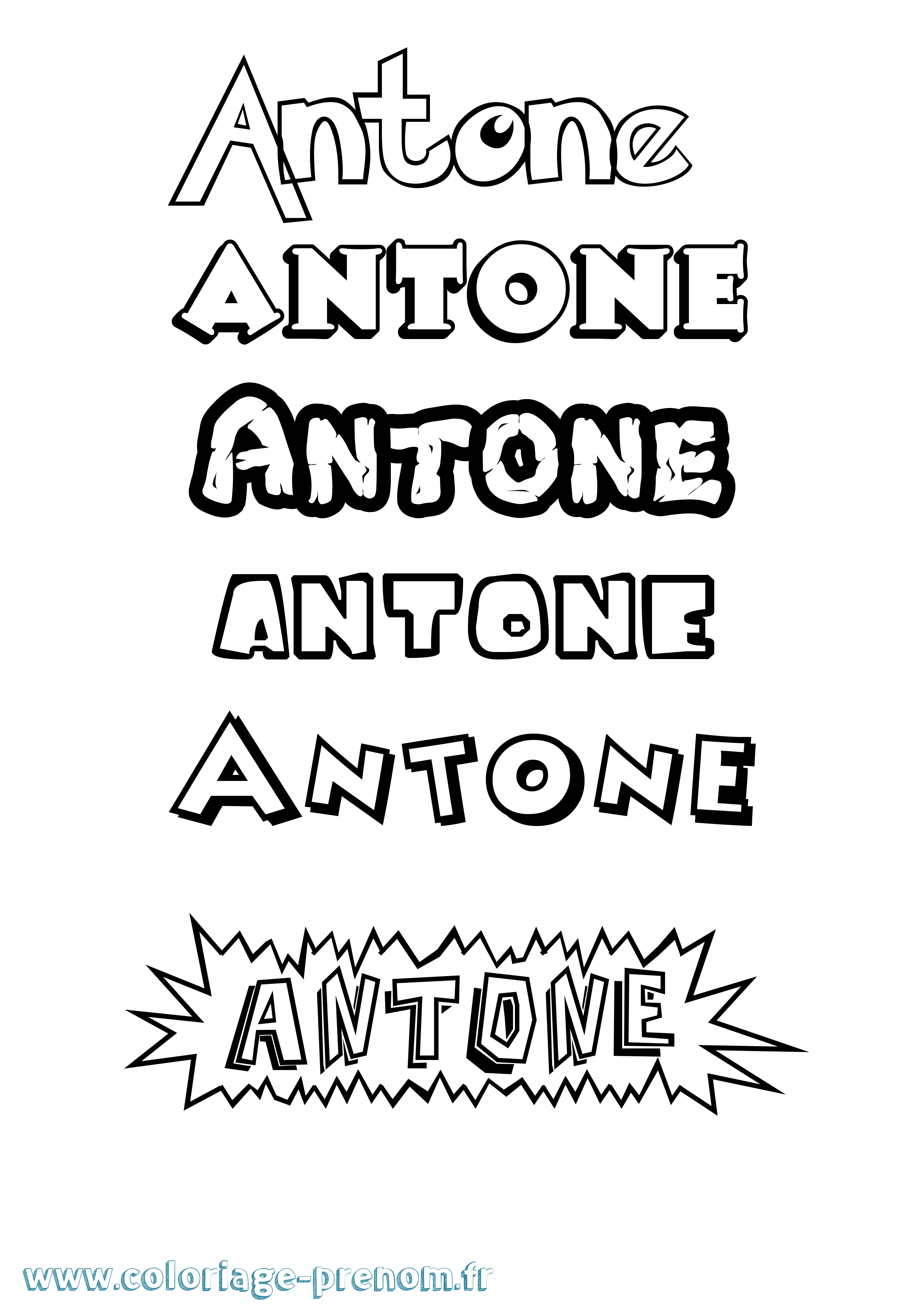 Coloriage prénom Antone Dessin Animé