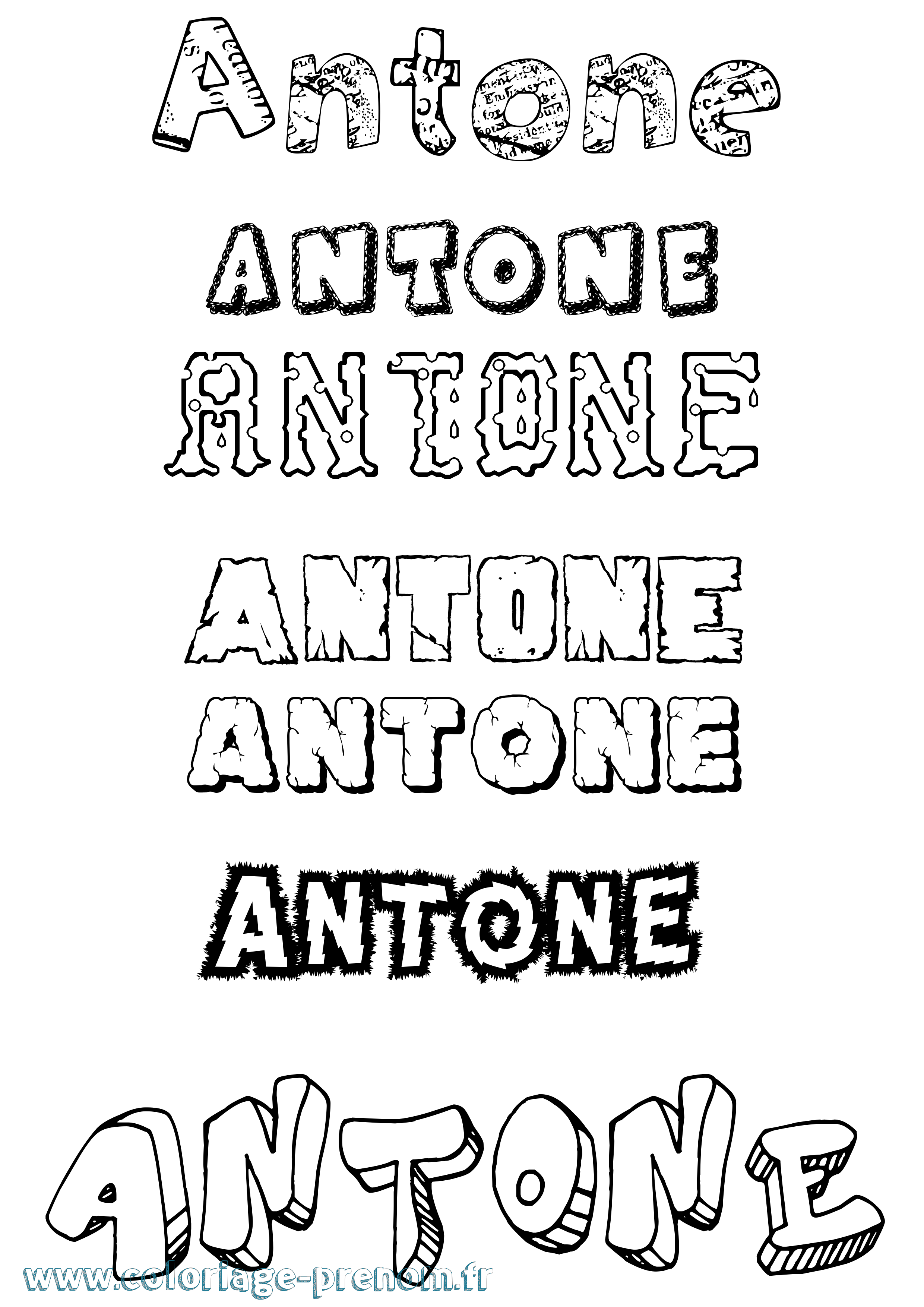 Coloriage prénom Antone Destructuré