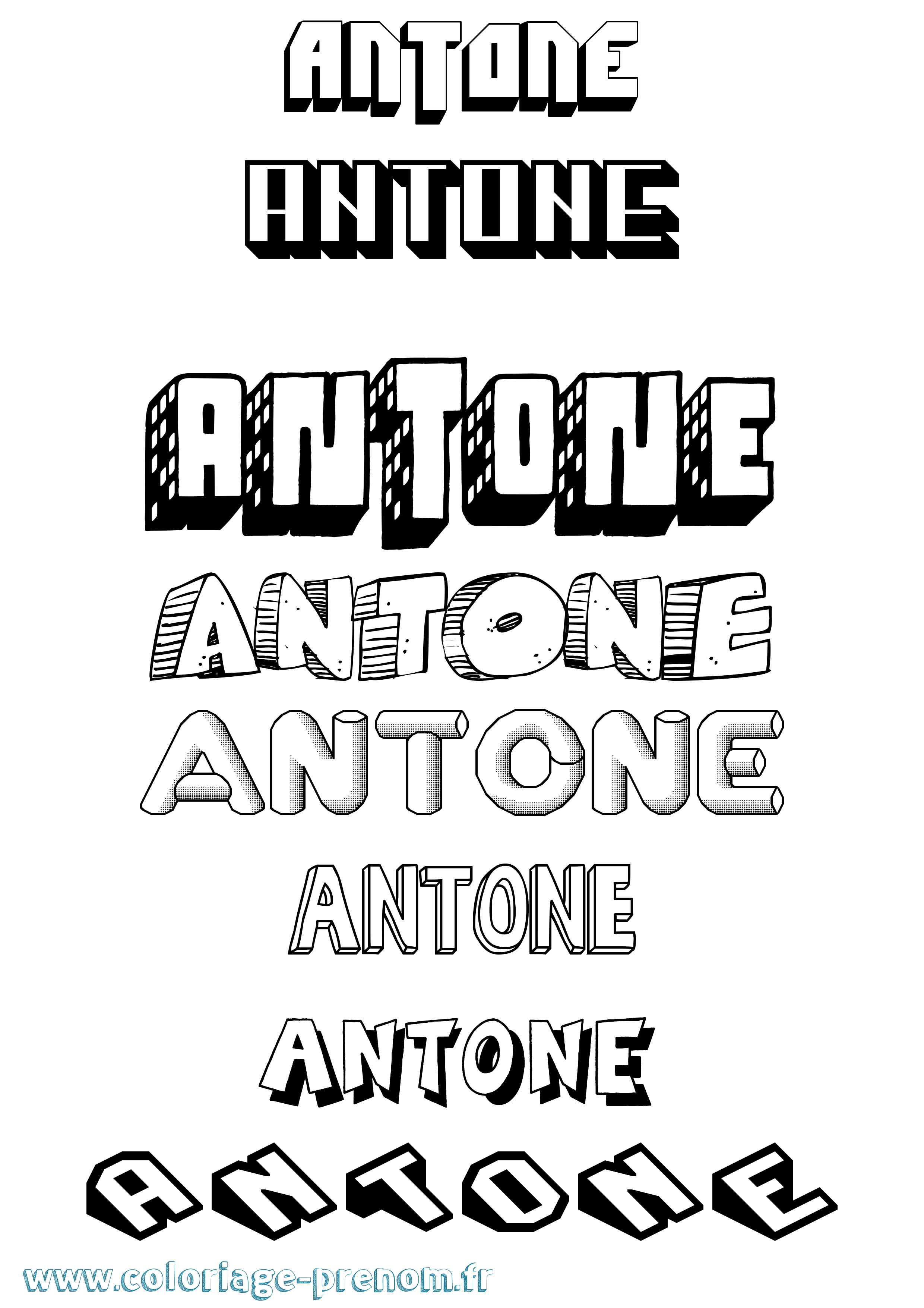 Coloriage prénom Antone Effet 3D