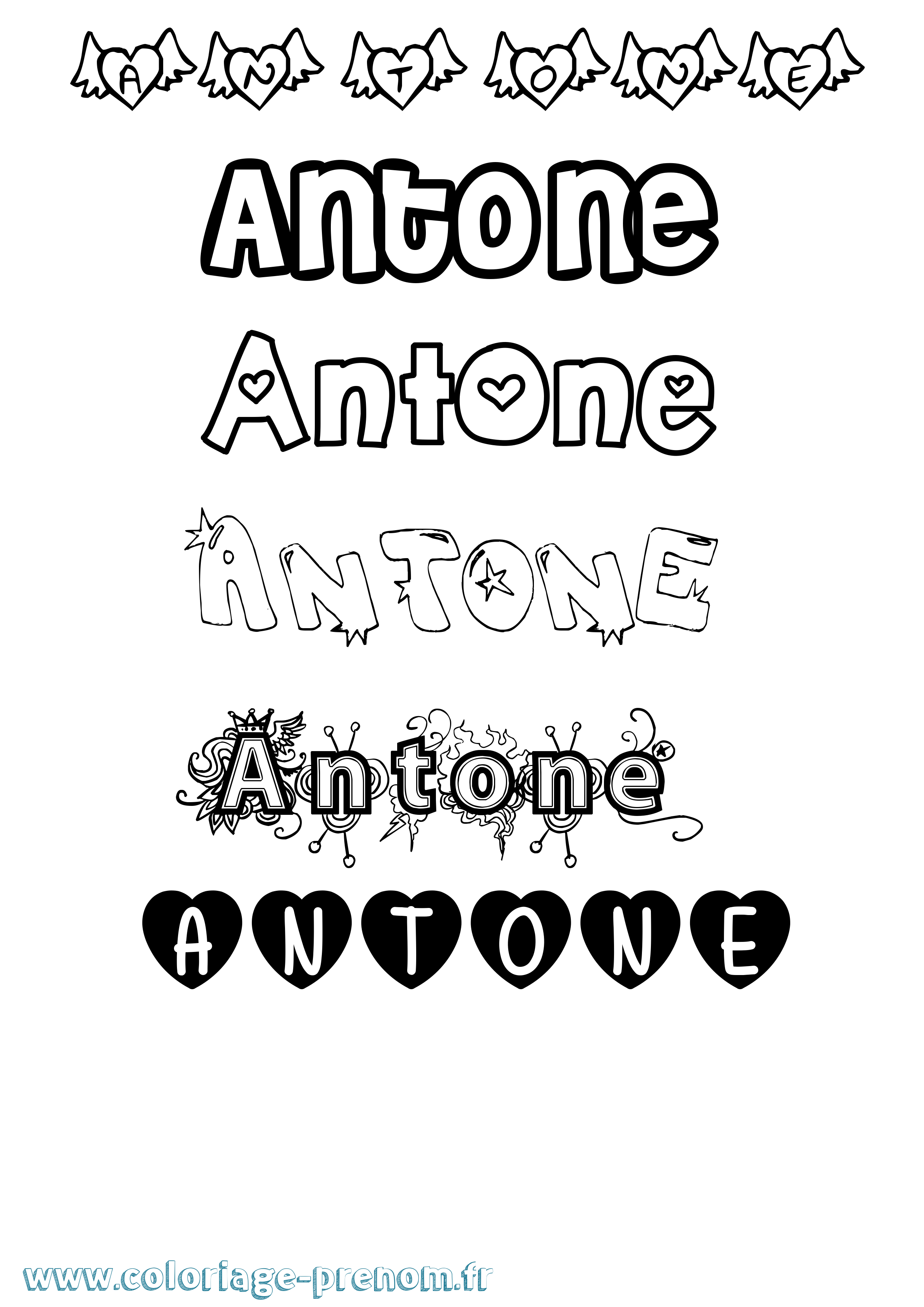 Coloriage prénom Antone Girly