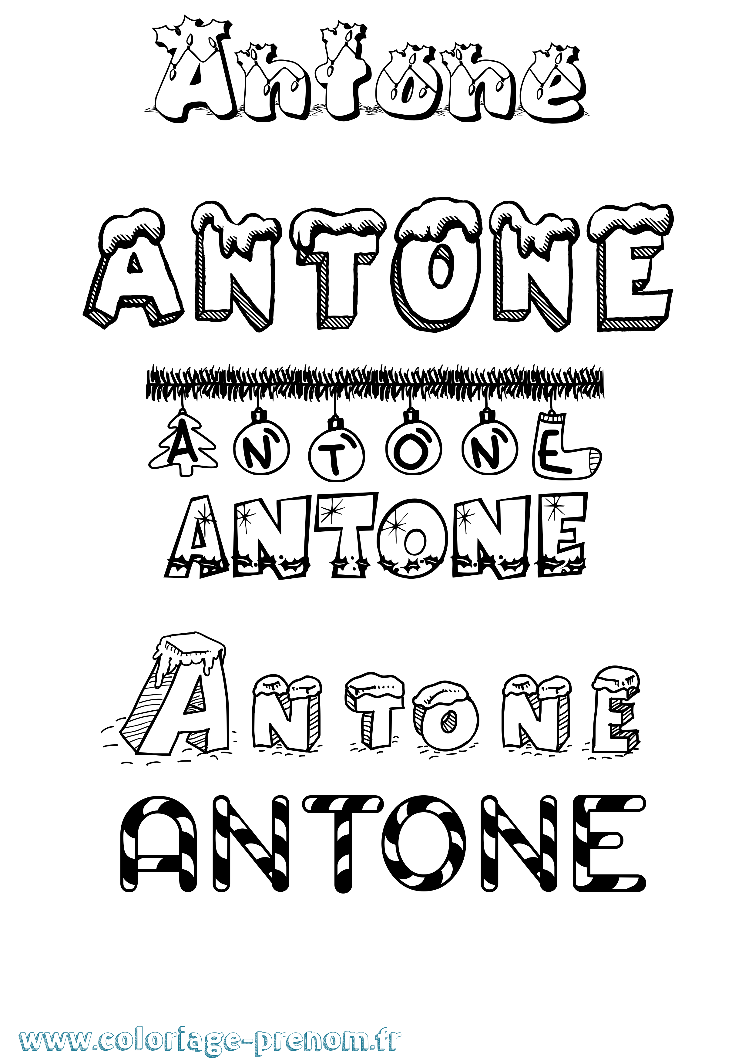 Coloriage prénom Antone Noël