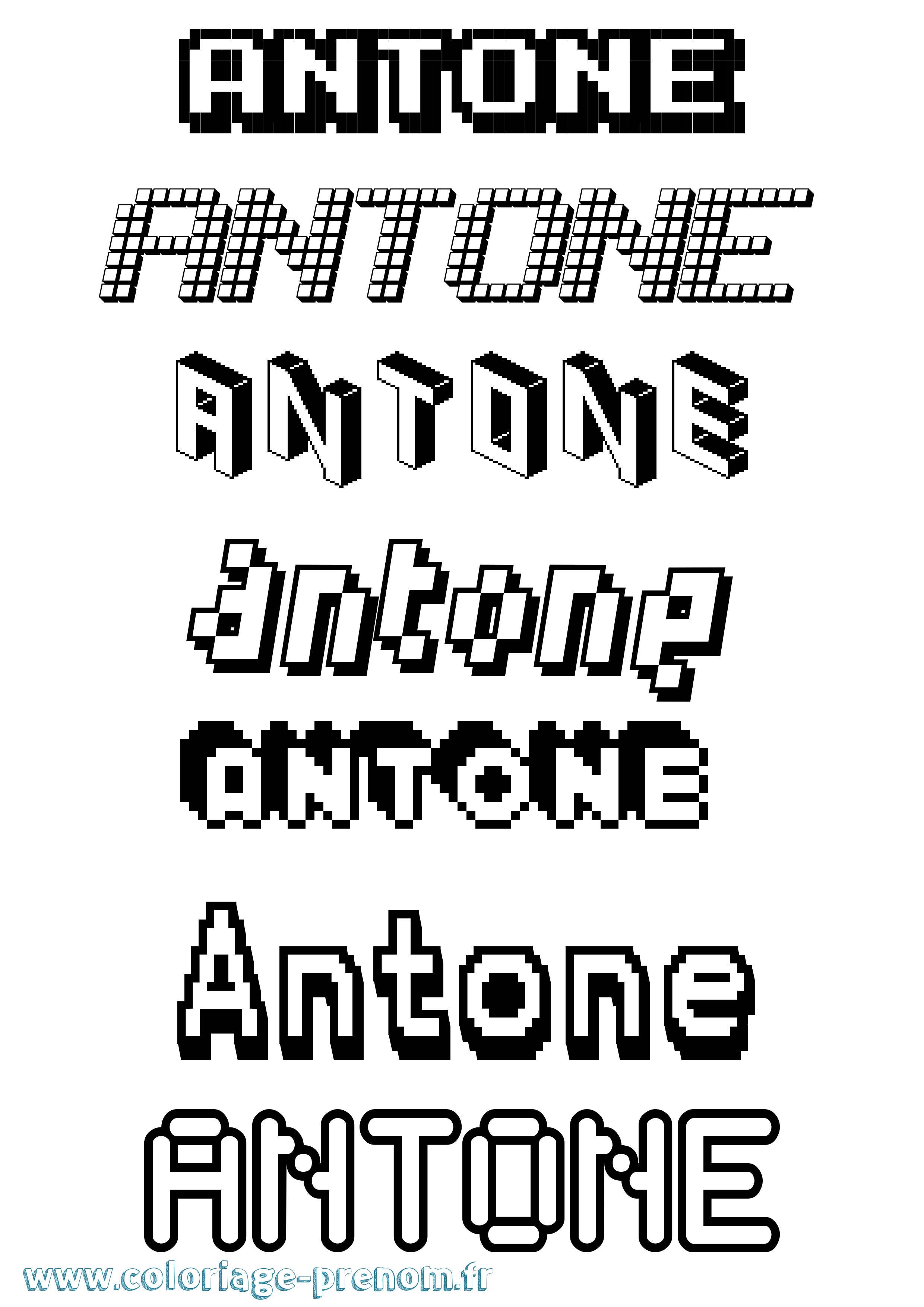 Coloriage prénom Antone Pixel