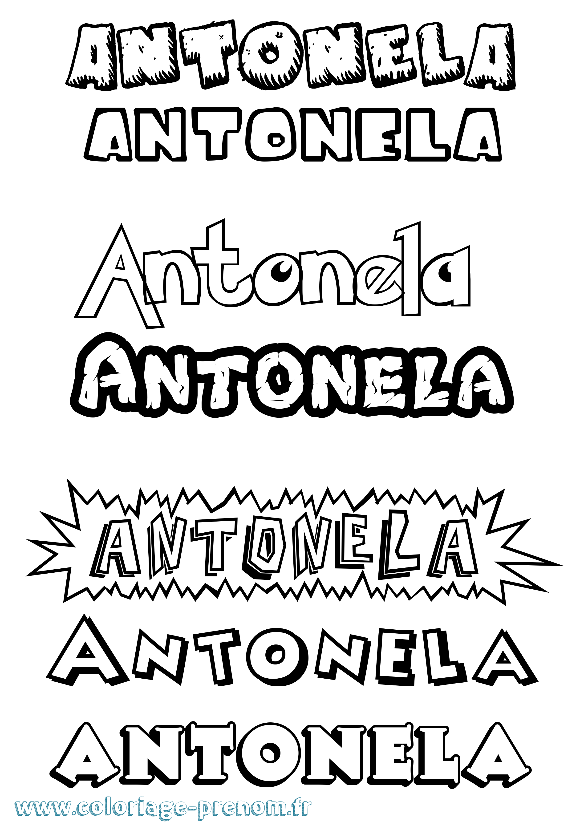 Coloriage prénom Antonela Dessin Animé