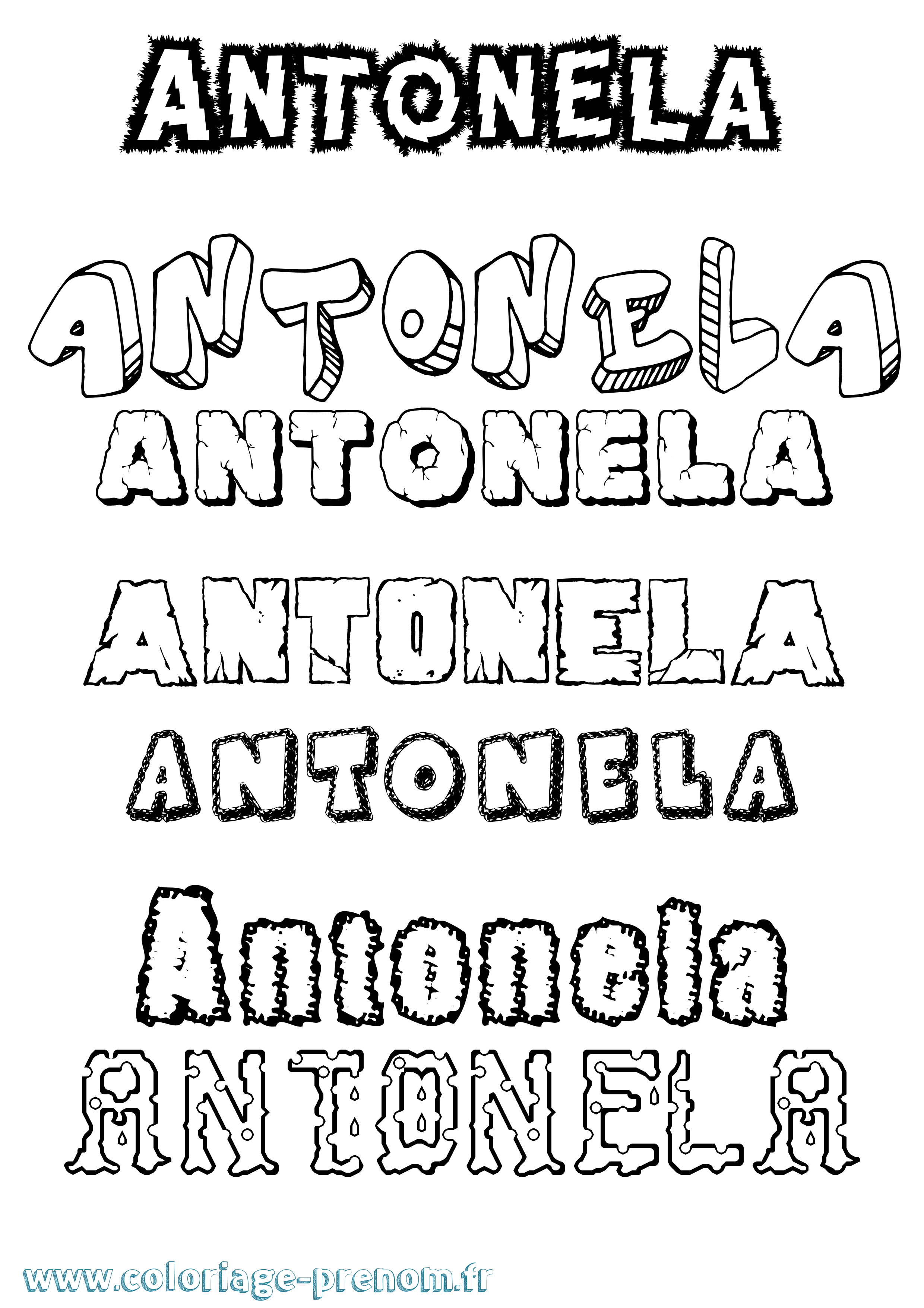 Coloriage prénom Antonela Destructuré