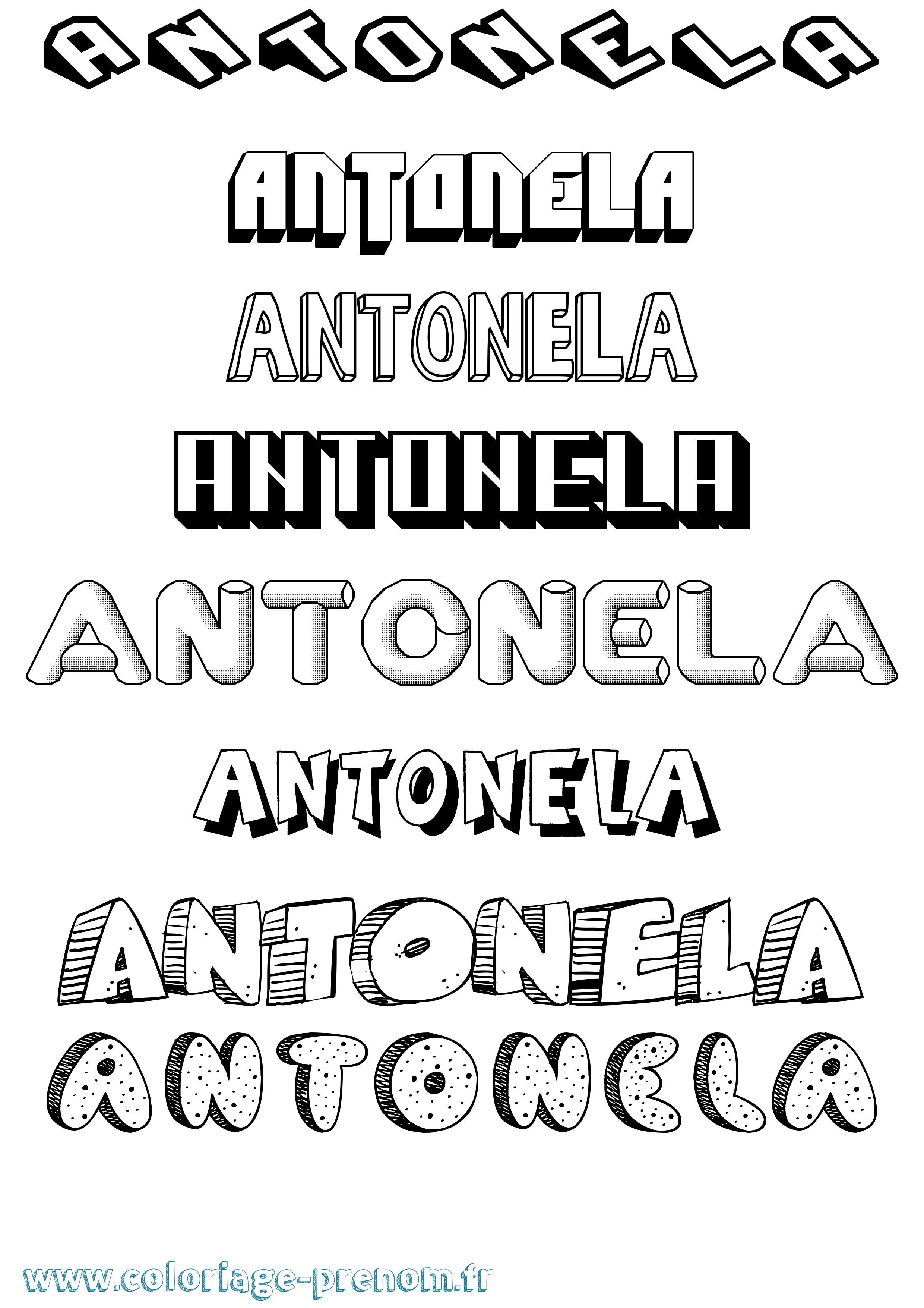 Coloriage prénom Antonela Effet 3D