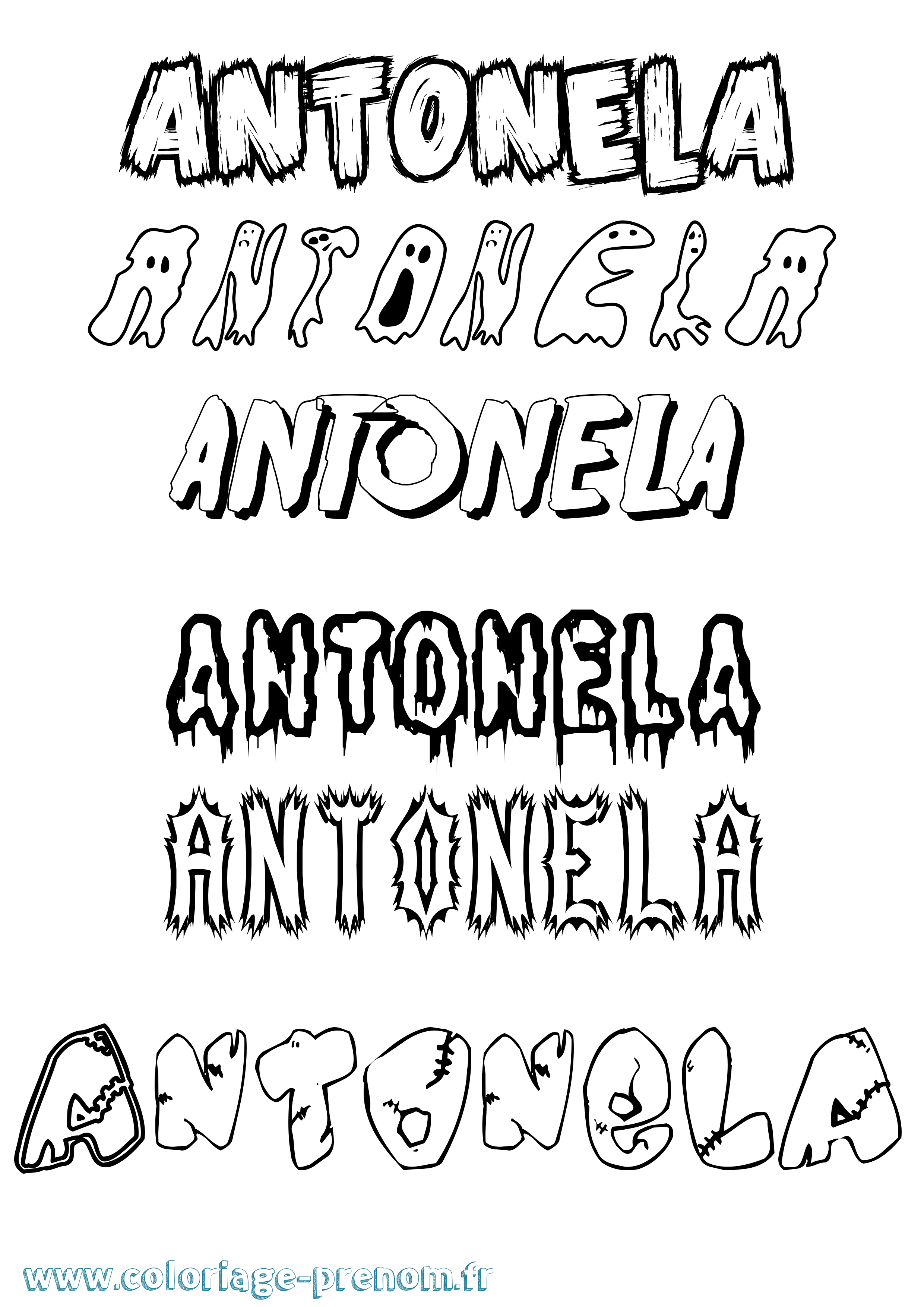 Coloriage prénom Antonela Frisson