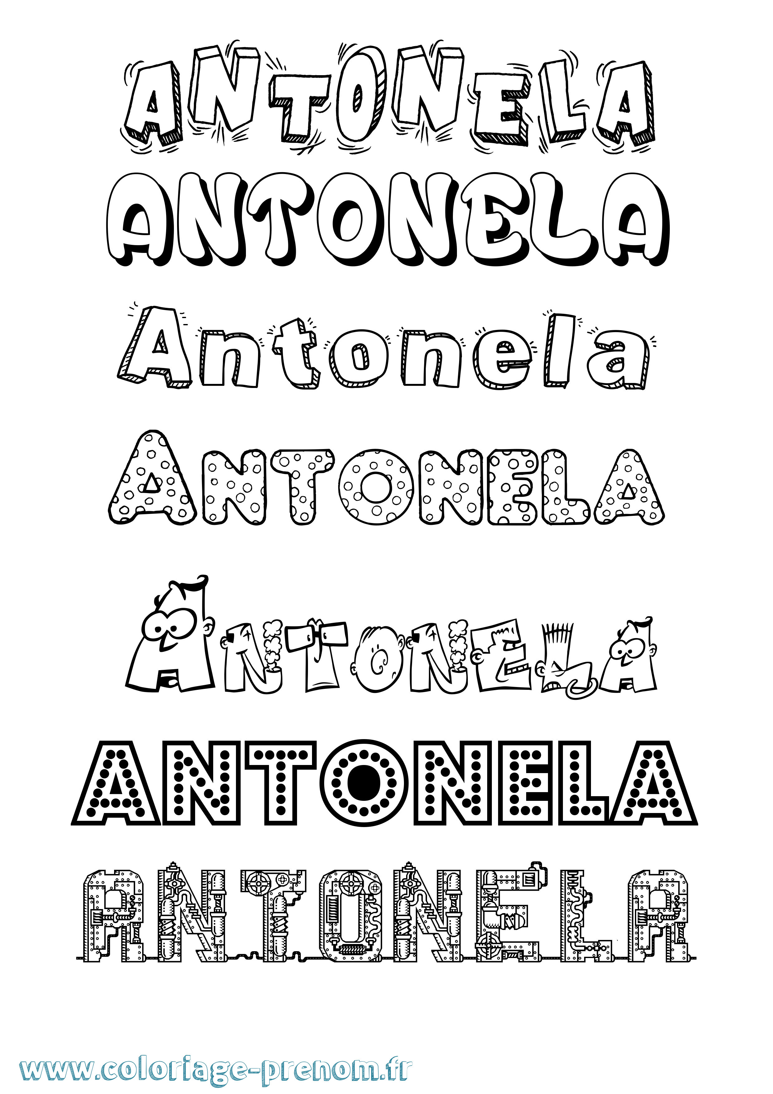 Coloriage prénom Antonela Fun