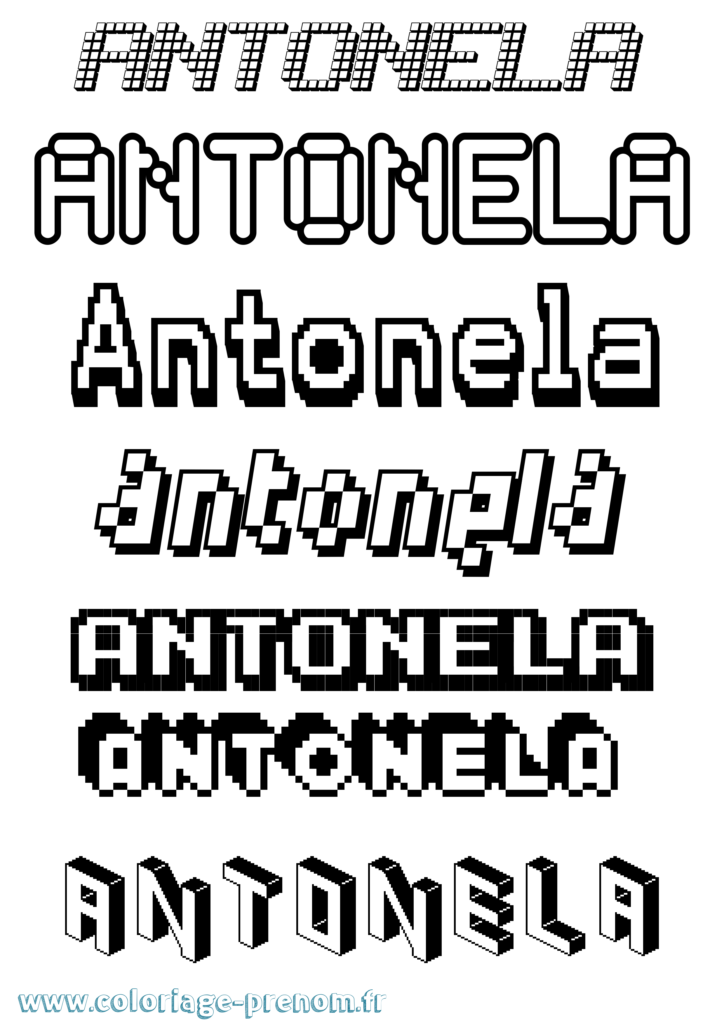 Coloriage prénom Antonela Pixel