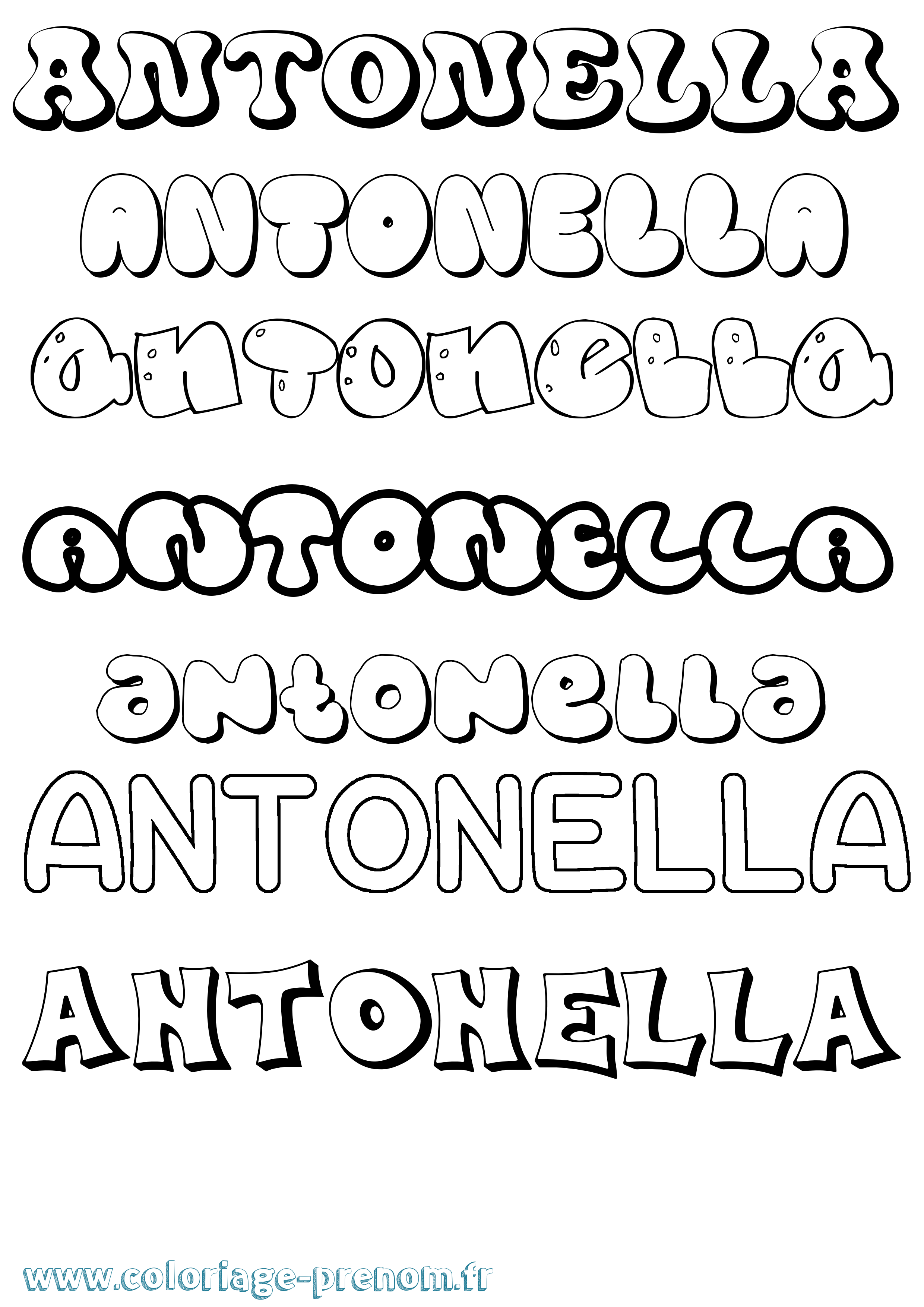 Coloriage prénom Antonella Bubble