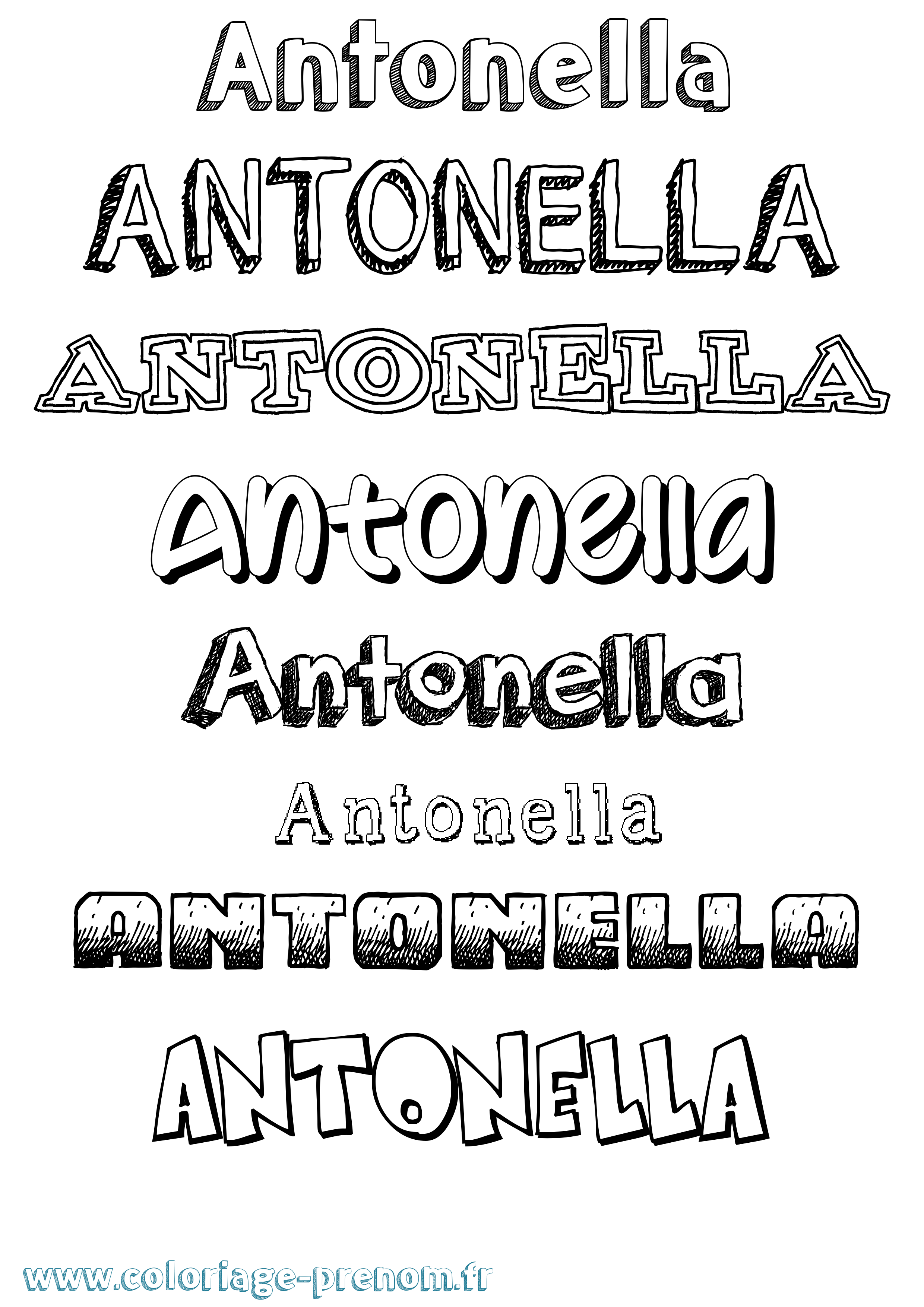 Coloriage prénom Antonella Dessiné