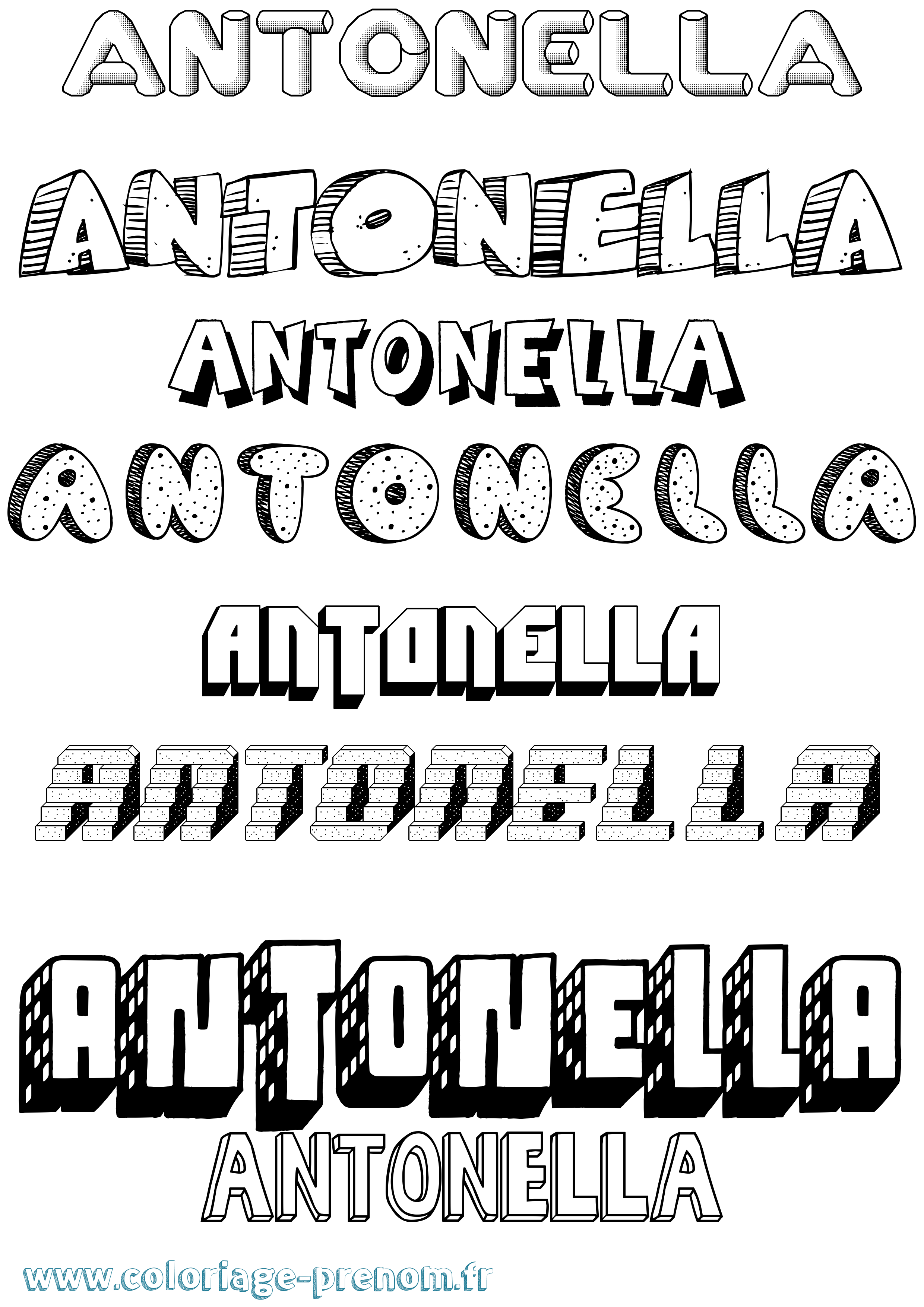Coloriage prénom Antonella Effet 3D