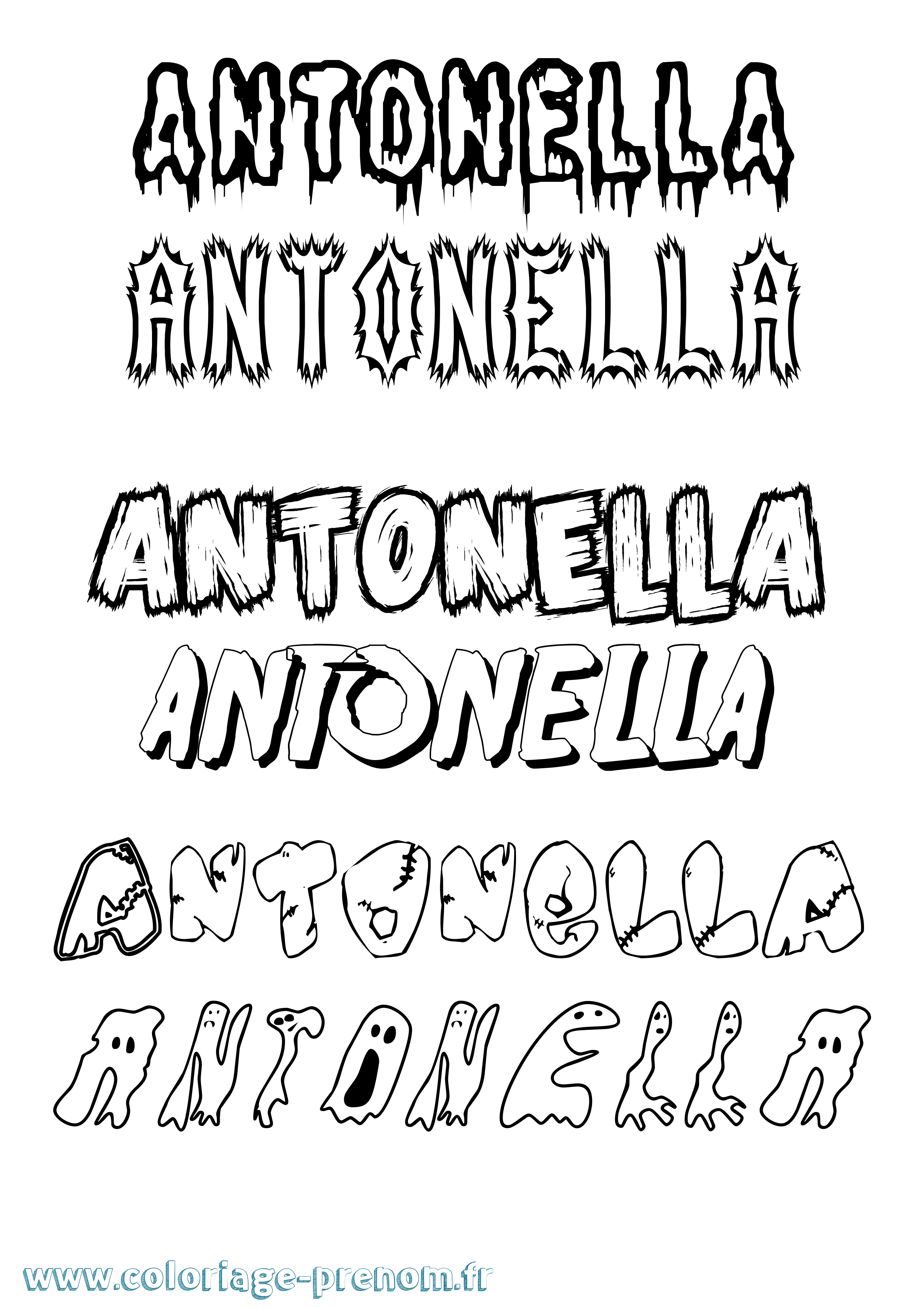 Coloriage prénom Antonella Frisson