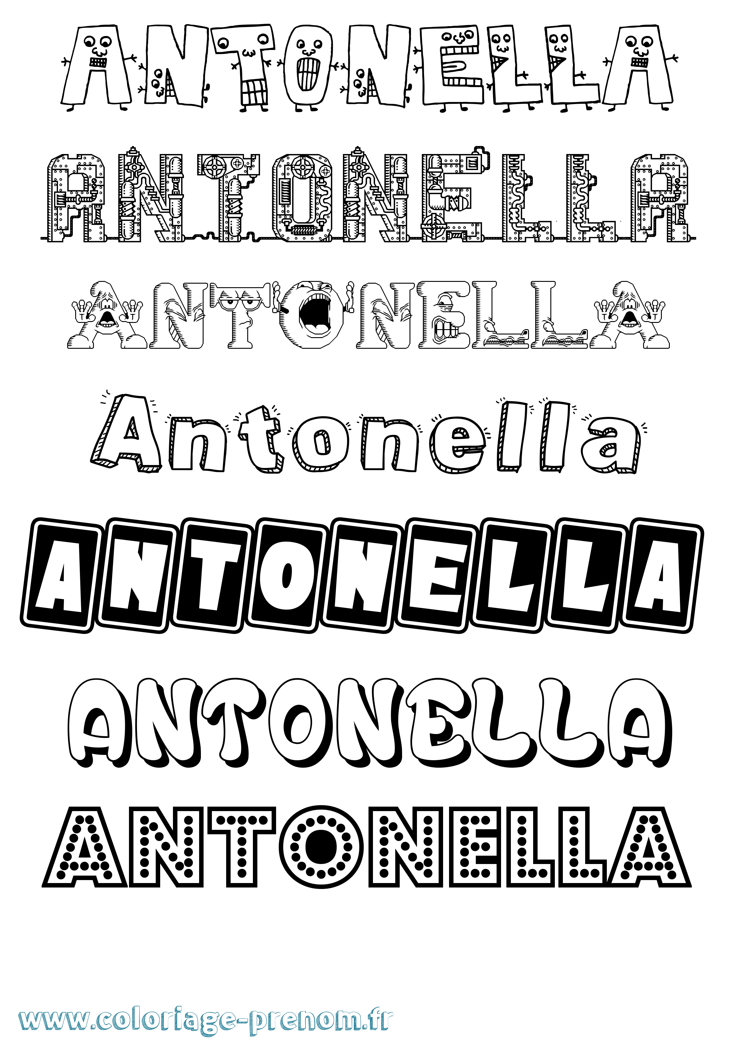 Coloriage prénom Antonella Fun